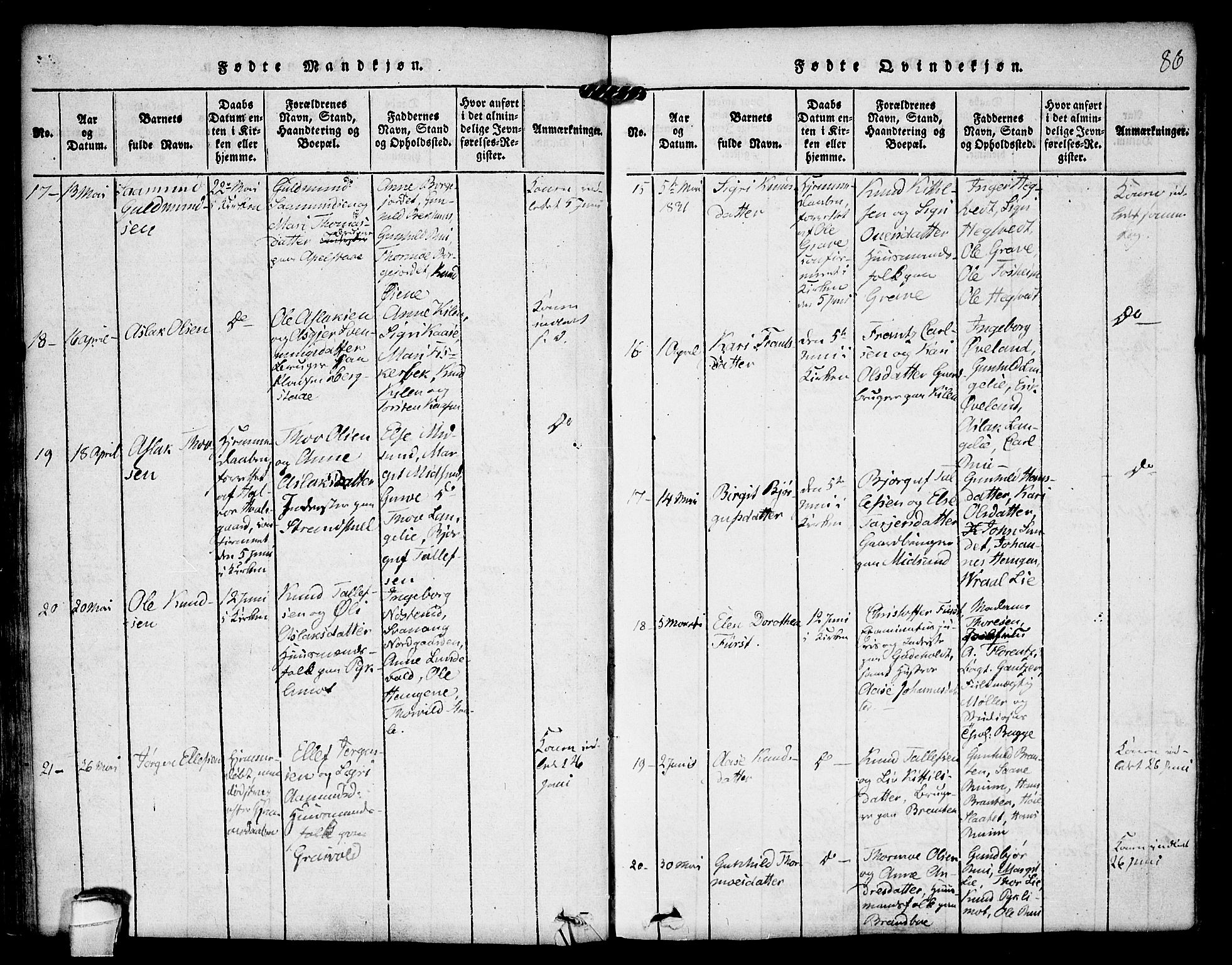 Kviteseid kirkebøker, AV/SAKO-A-276/F/Fa/L0005: Parish register (official) no. I 5, 1815-1836, p. 86