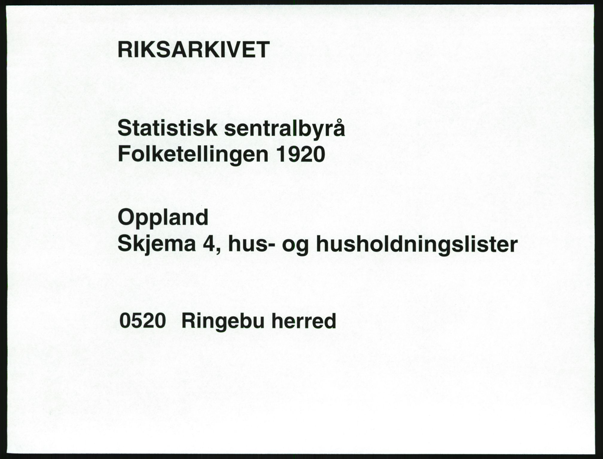 SAH, 1920 census for Ringebu, 1920, p. 45