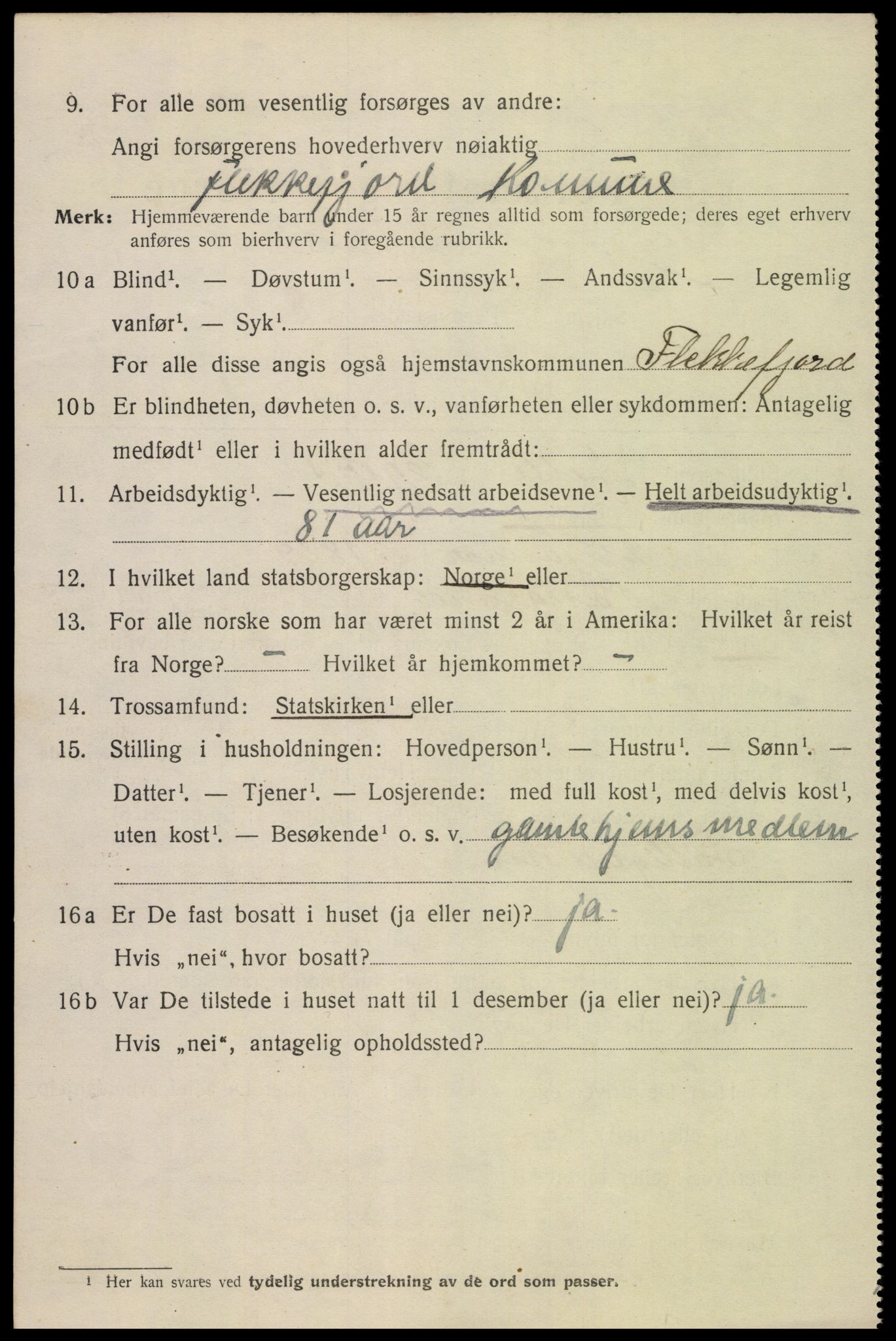 SAK, 1920 census for Flekkefjord, 1920, p. 2011