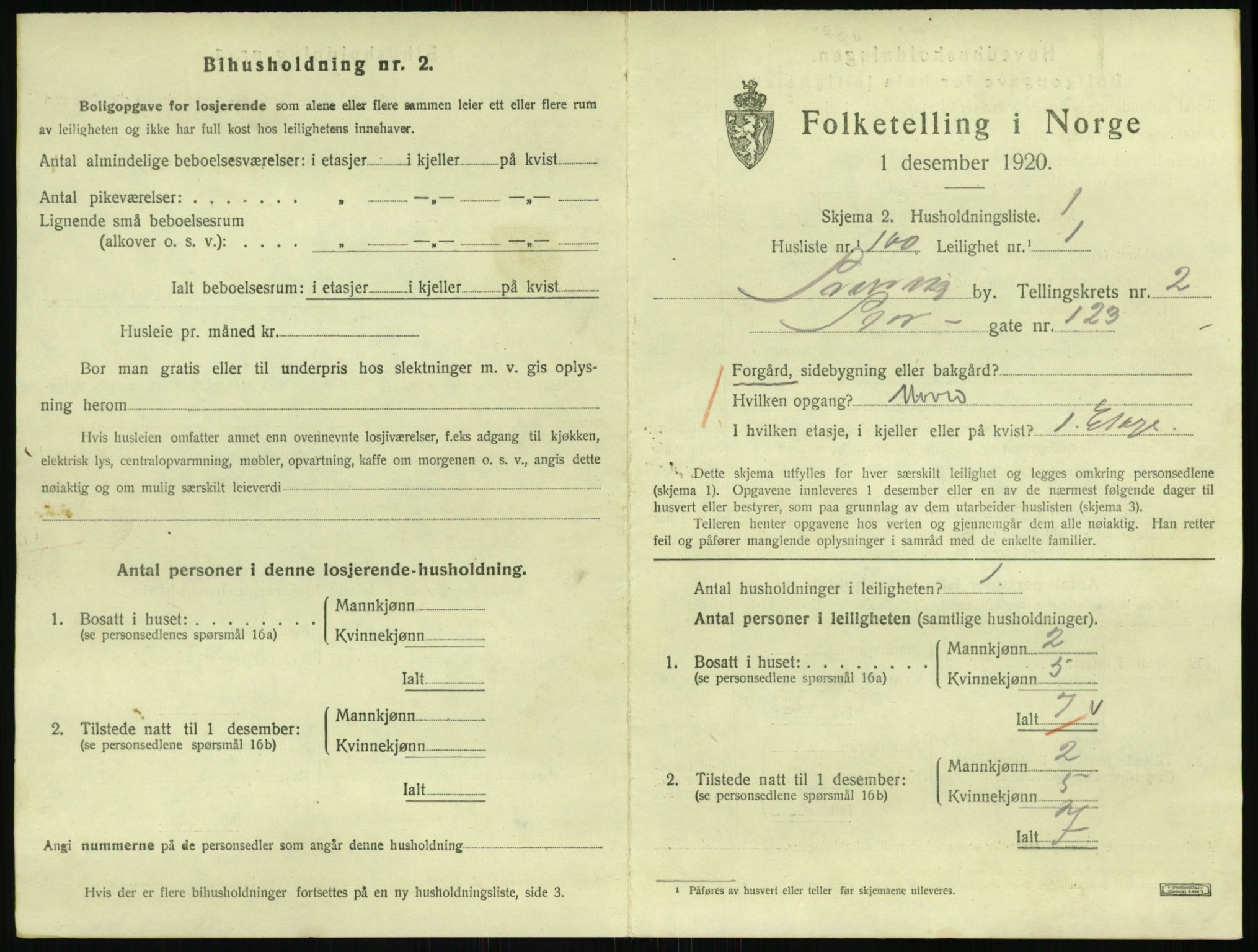 SAKO, 1920 census for Svelvik, 1920, p. 1123