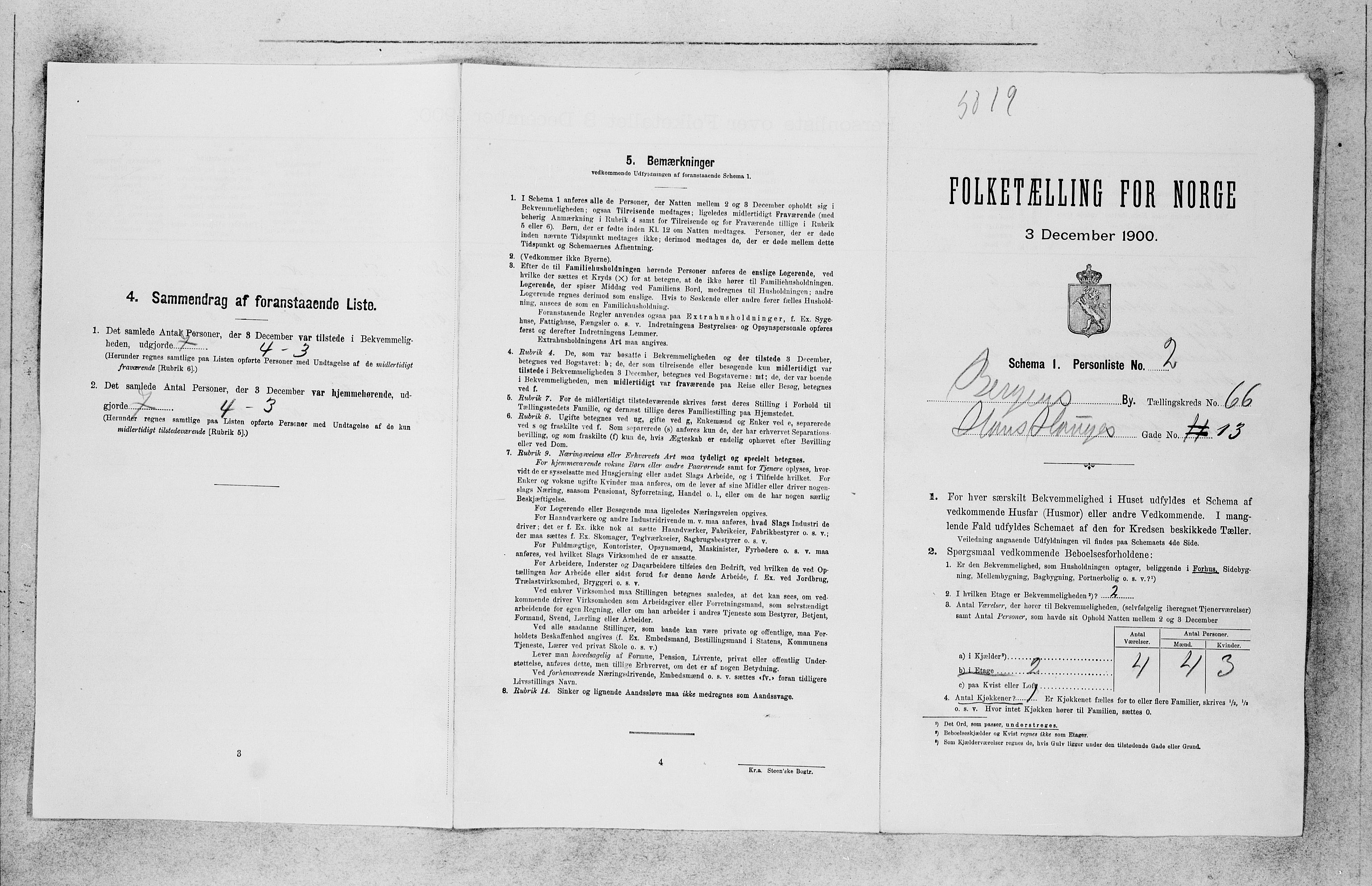 SAB, 1900 census for Bergen, 1900, p. 13668