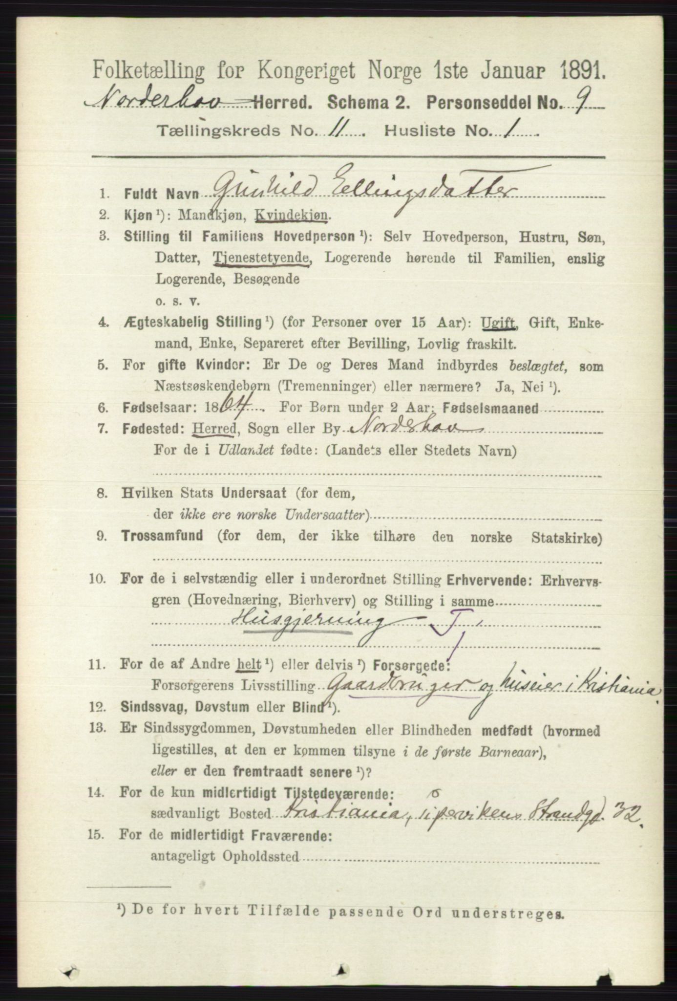 RA, 1891 census for 0613 Norderhov, 1891, p. 8070