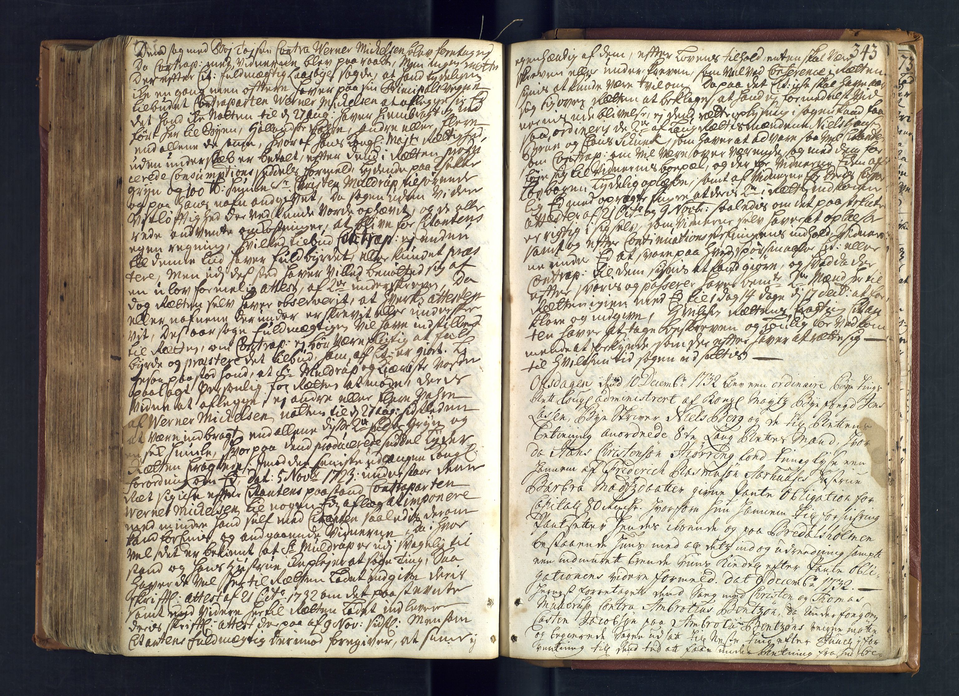 Kristiansand byrett, AV/SAK-1223-0001/F/Fa/L0006: Bytingsprotokoll nr. 5, 1729-1733, p. 343