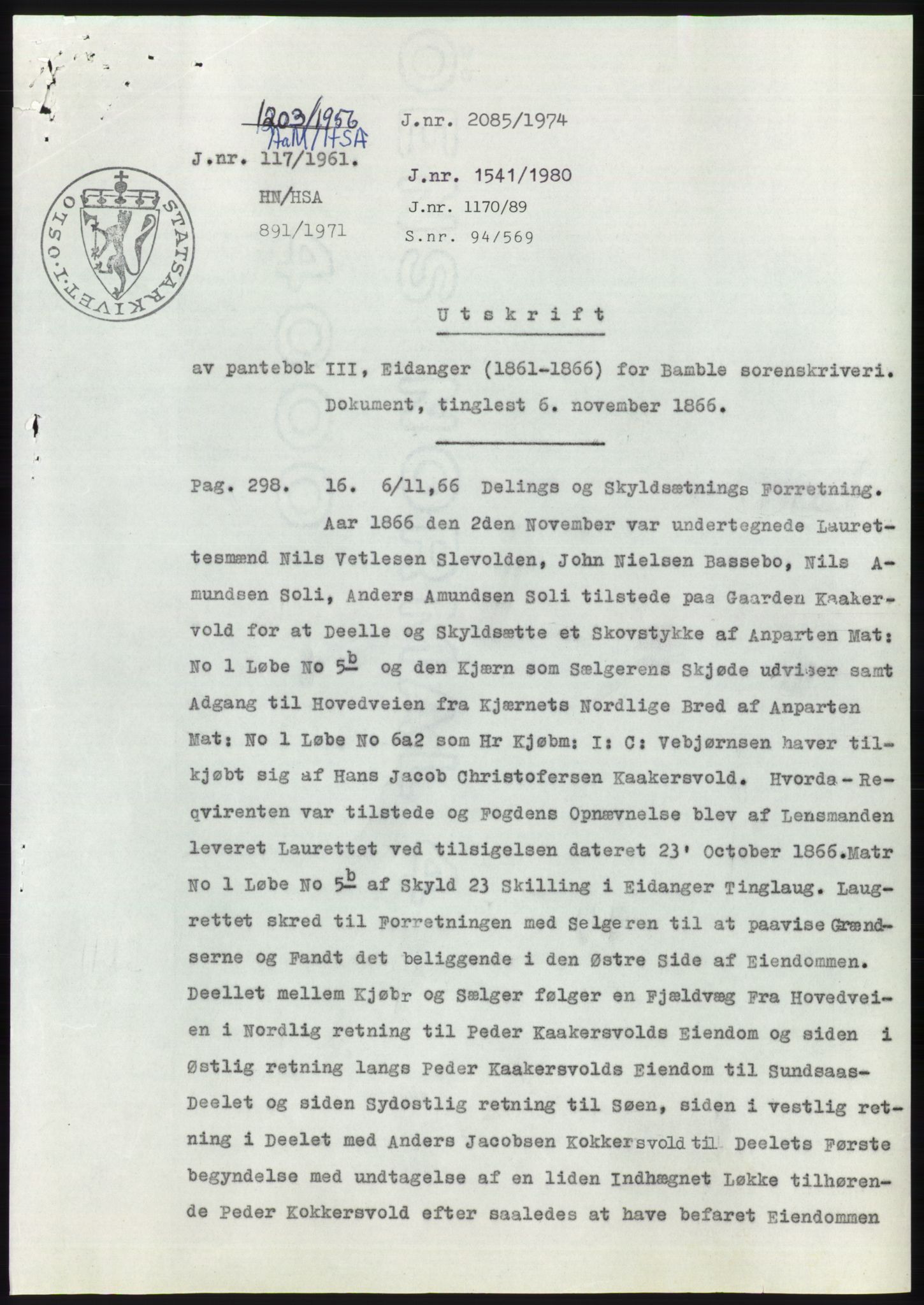 Statsarkivet i Kongsberg, SAKO/A-0001, 1956-1957, p. 2