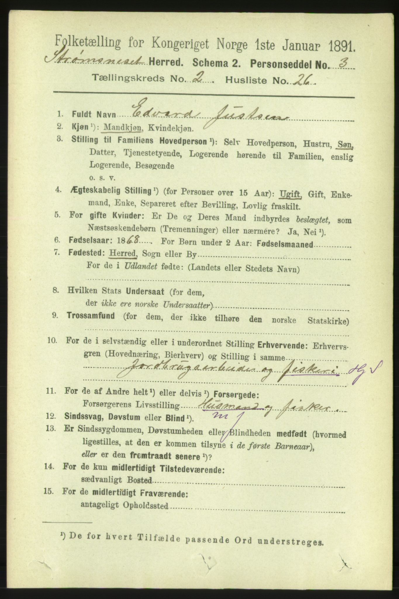 RA, 1891 census for 1559 Straumsnes, 1891, p. 419