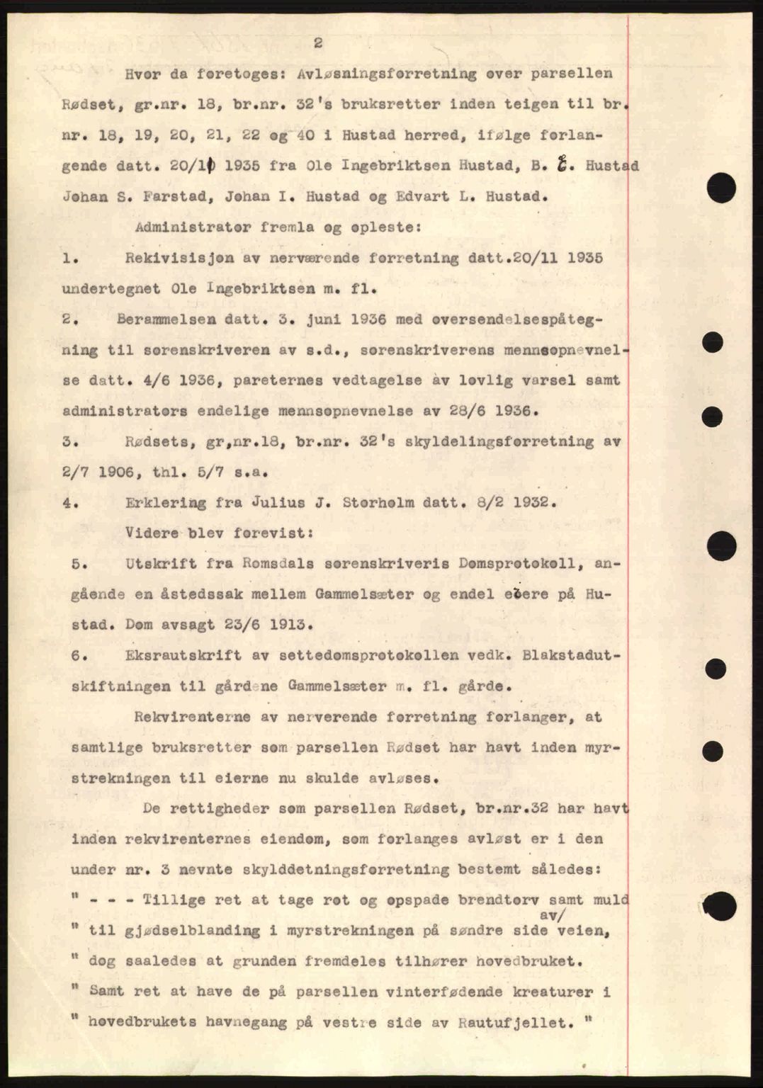 Romsdal sorenskriveri, AV/SAT-A-4149/1/2/2C: Mortgage book no. A1, 1936-1936, Diary no: : 1861/1936