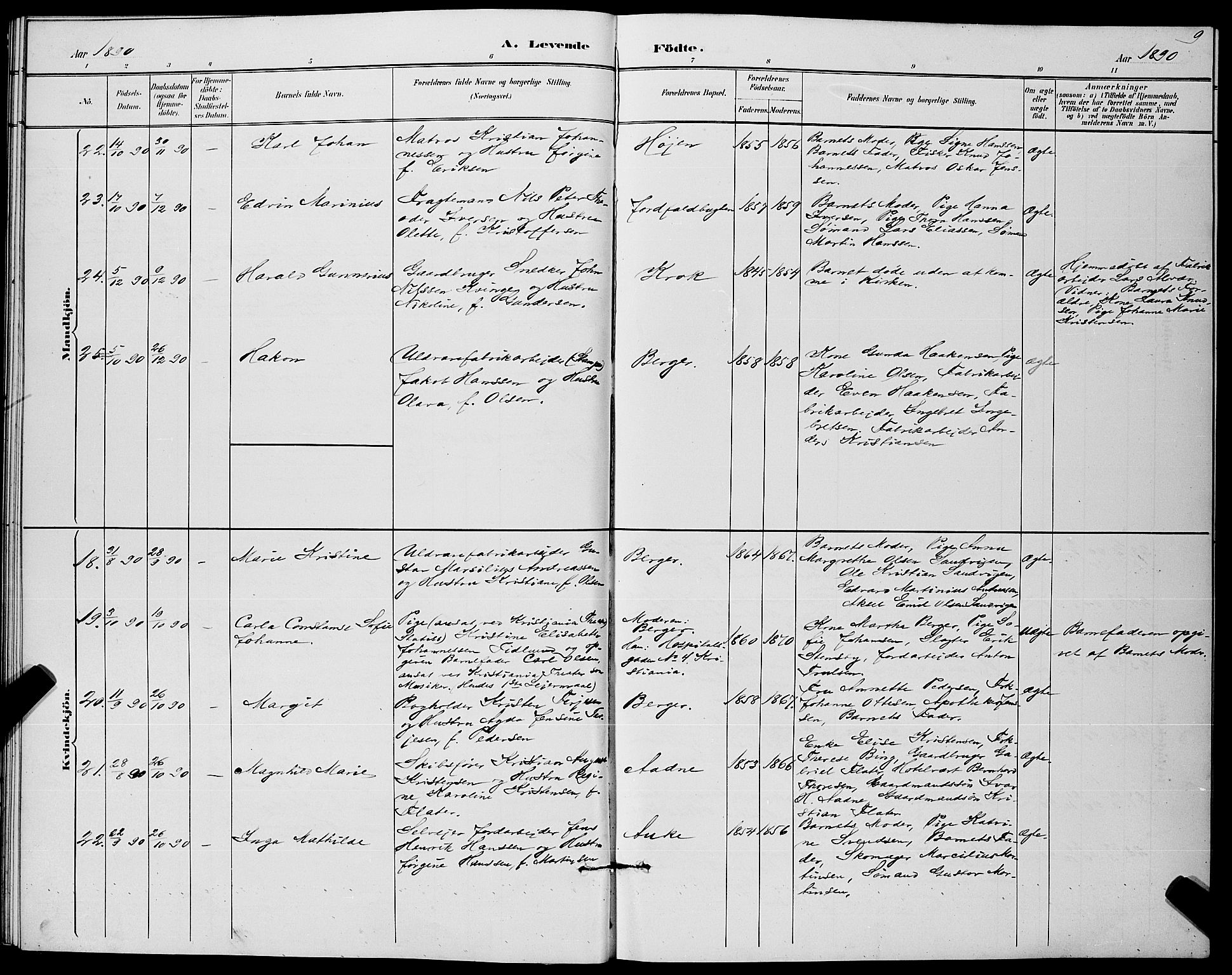 Strømm kirkebøker, SAKO/A-322/G/Ga/L0003: Parish register (copy) no. I 3, 1889-1896, p. 9