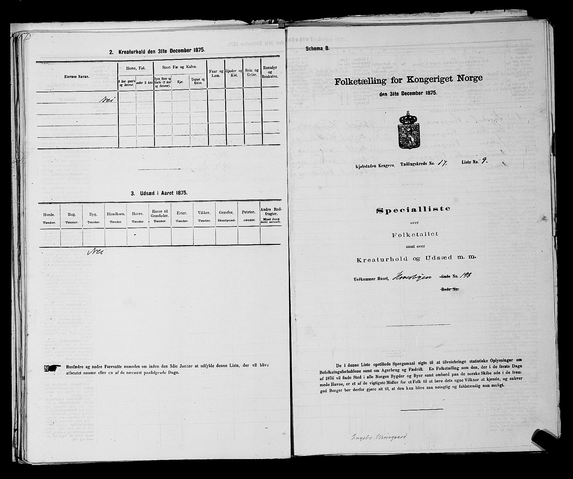 SAKO, 1875 census for 0801P Kragerø, 1875, p. 375