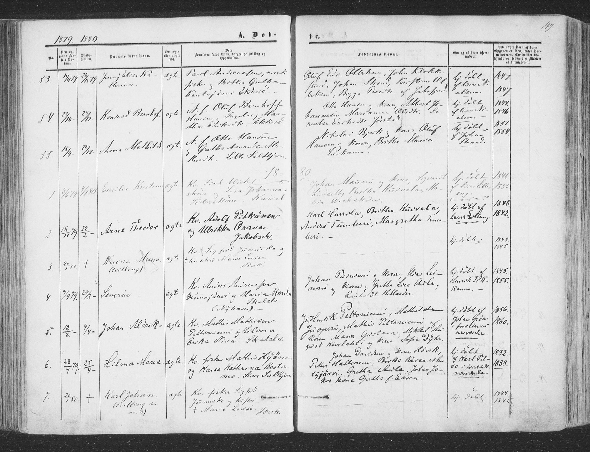 Vadsø sokneprestkontor, SATØ/S-1325/H/Ha/L0004kirke: Parish register (official) no. 4, 1854-1880, p. 147