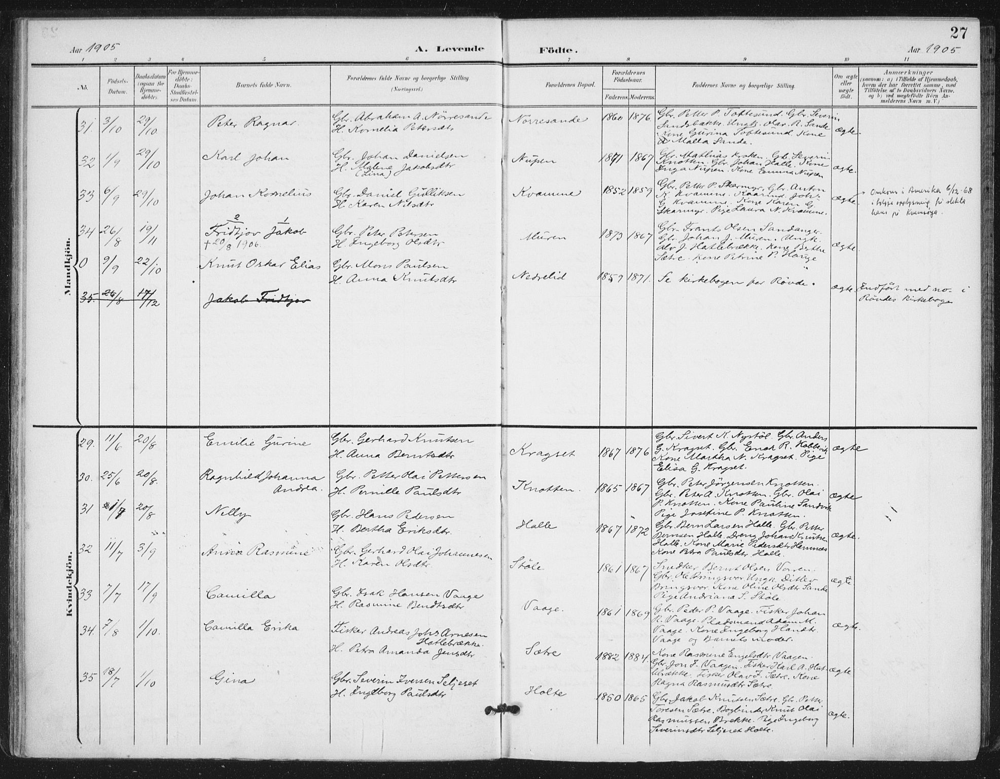 Ministerialprotokoller, klokkerbøker og fødselsregistre - Møre og Romsdal, AV/SAT-A-1454/503/L0038: Parish register (official) no. 503A06, 1901-1917, p. 27