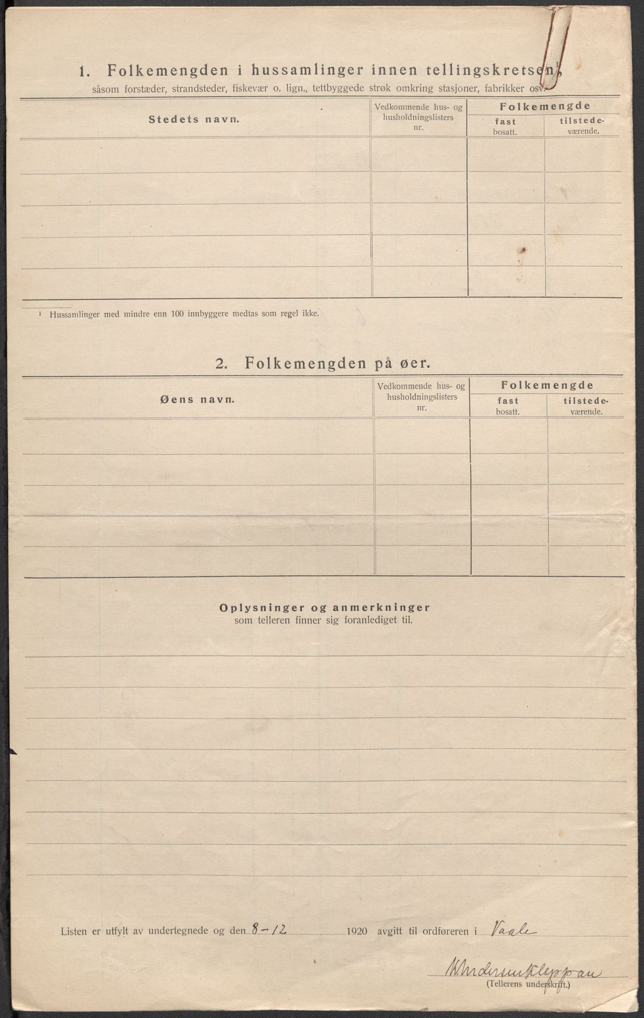 SAKO, 1920 census for Våle, 1920, p. 37