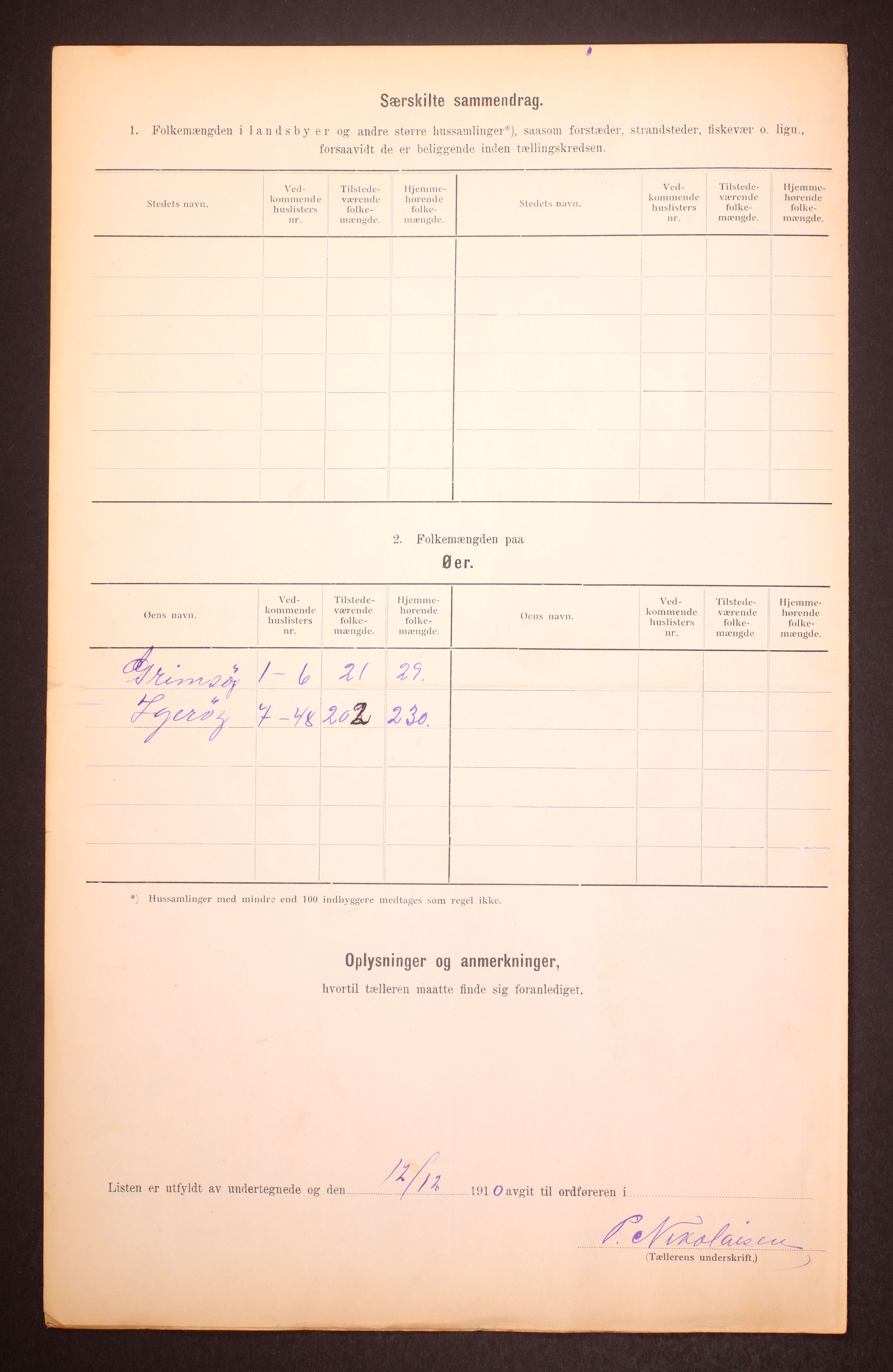 RA, 1910 census for Vega, 1910, p. 9