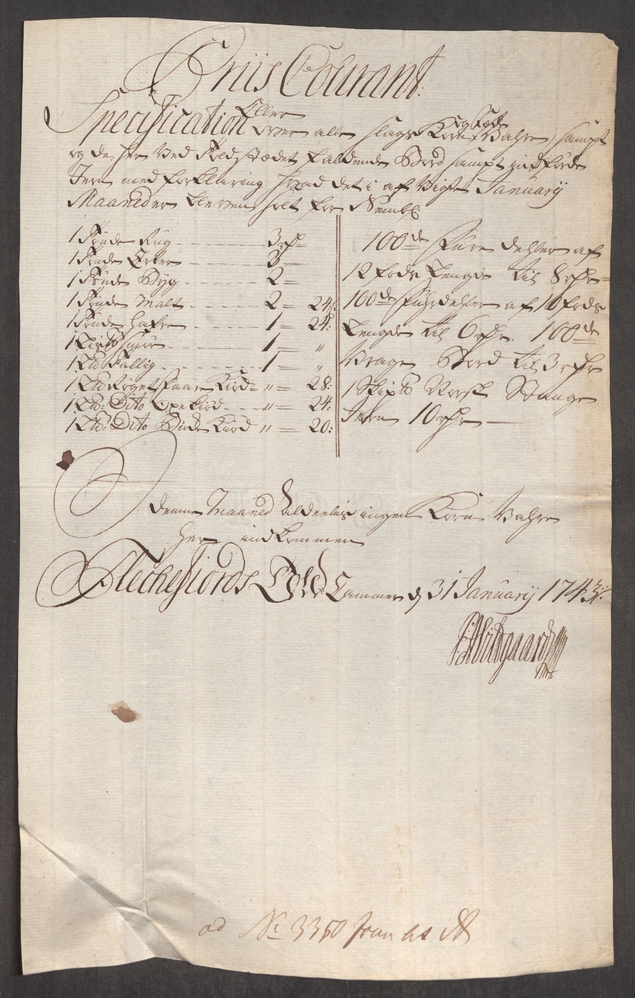 Rentekammeret inntil 1814, Realistisk ordnet avdeling, RA/EA-4070/Oe/L0002: [Ø1]: Priskuranter, 1740-1744, p. 806