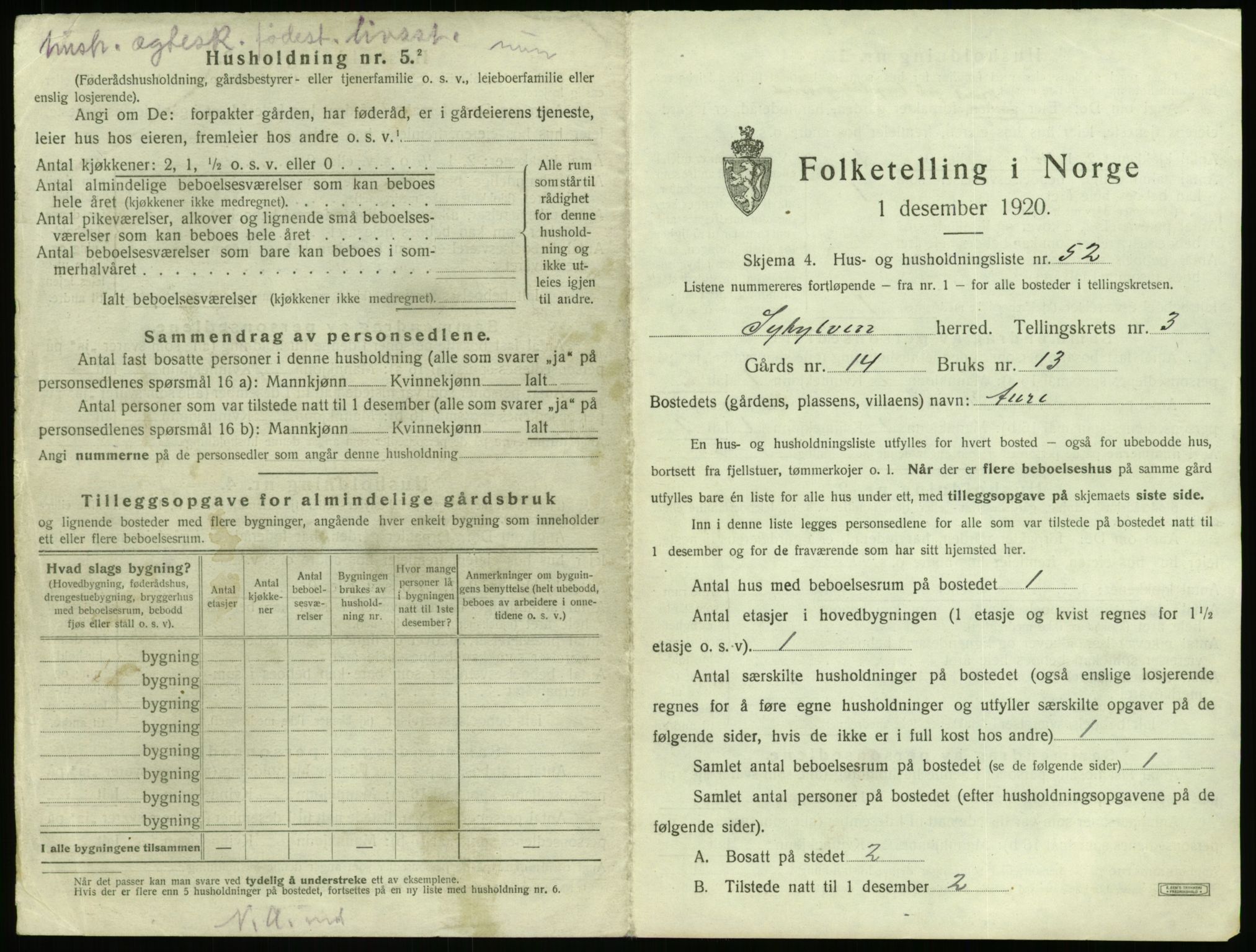 SAT, 1920 census for Sykkylven, 1920, p. 349