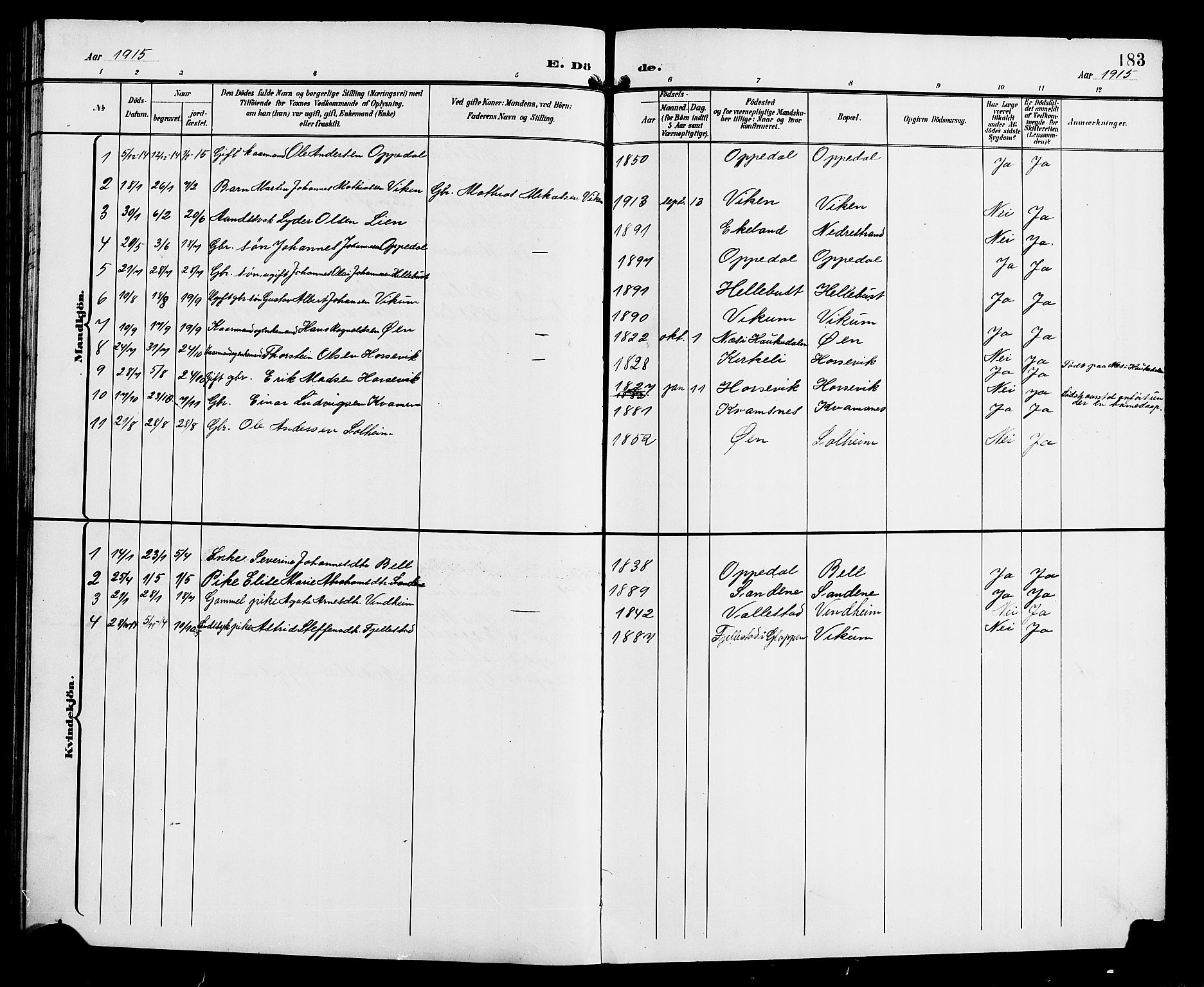 Gaular sokneprestembete, AV/SAB-A-80001/H/Hab: Parish register (copy) no. C 4, 1895-1920, p. 183