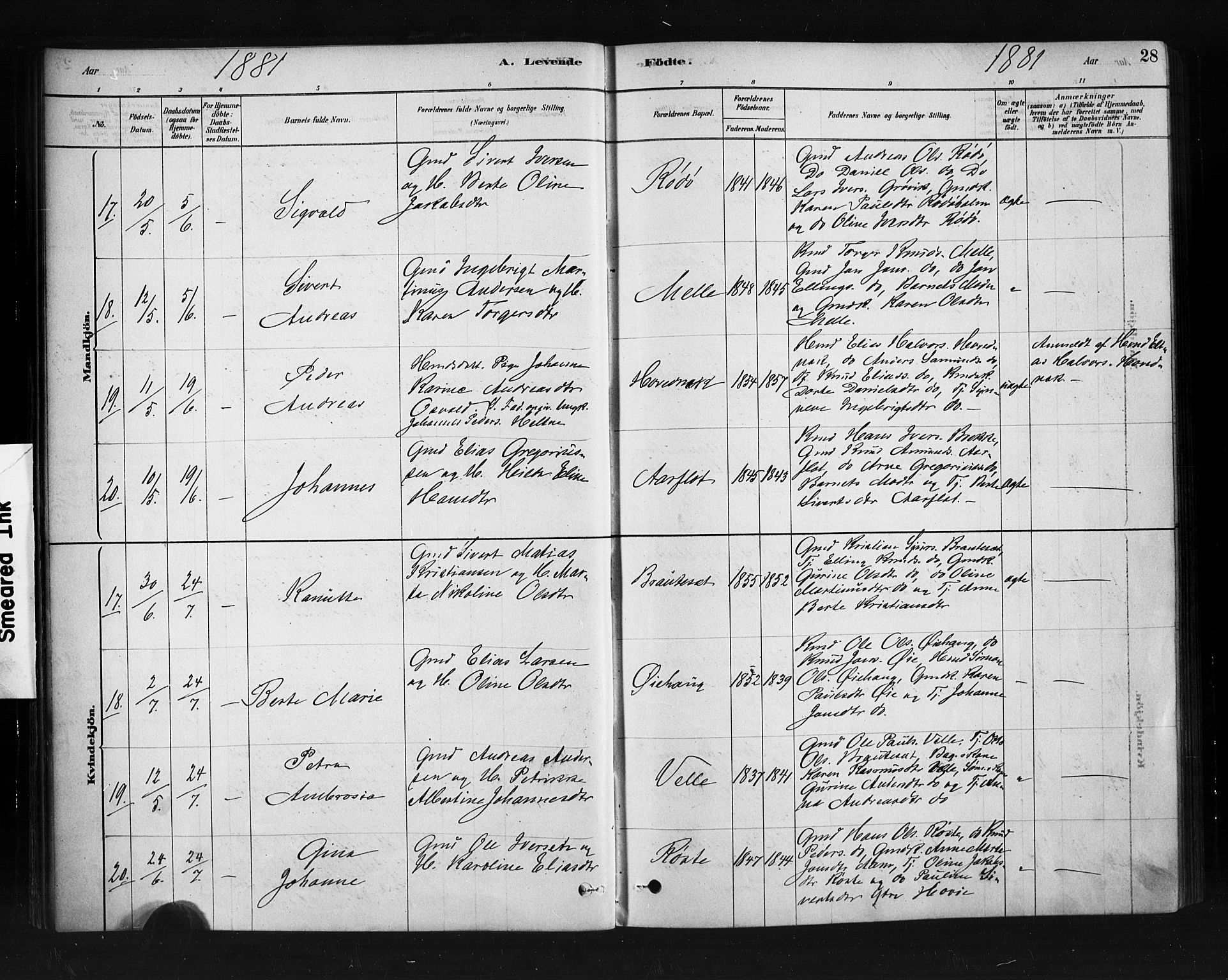 Ministerialprotokoller, klokkerbøker og fødselsregistre - Møre og Romsdal, SAT/A-1454/513/L0176: Parish register (official) no. 513A03, 1877-1889, p. 28