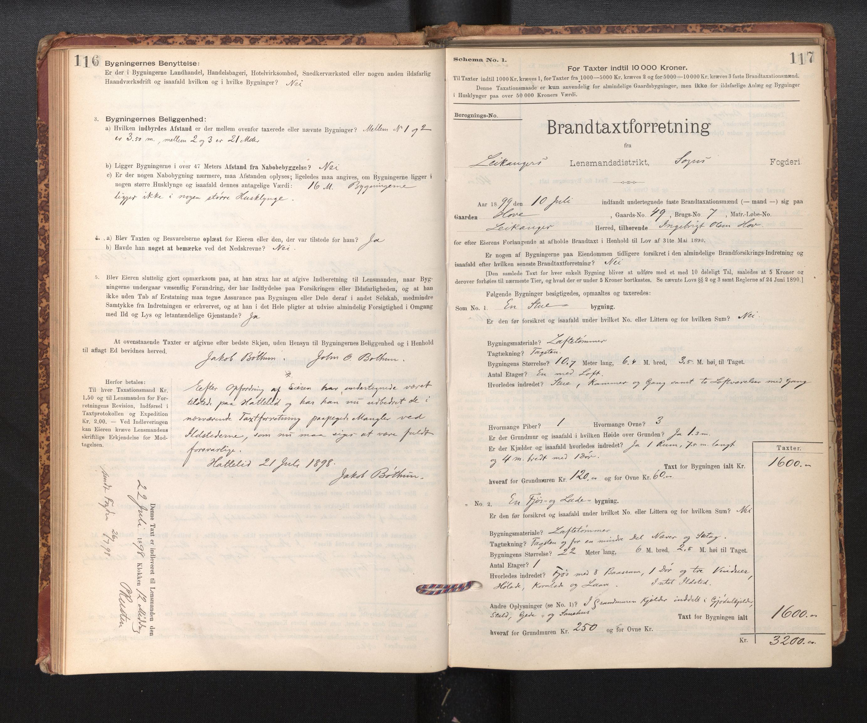 Lensmannen i Leikanger, SAB/A-29201/0012/L0004: Branntakstprotokoll, skjematakst, 1894-1903, p. 116-117
