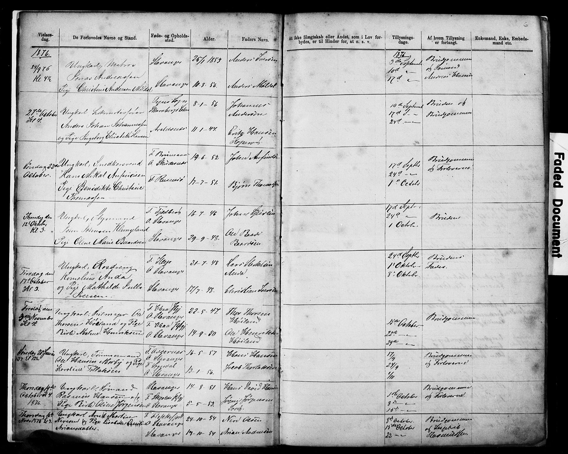 Domkirken sokneprestkontor, SAST/A-101812/001/30/30BB/L0014: Parish register (copy) no. B 14, 1875-1902, p. 6