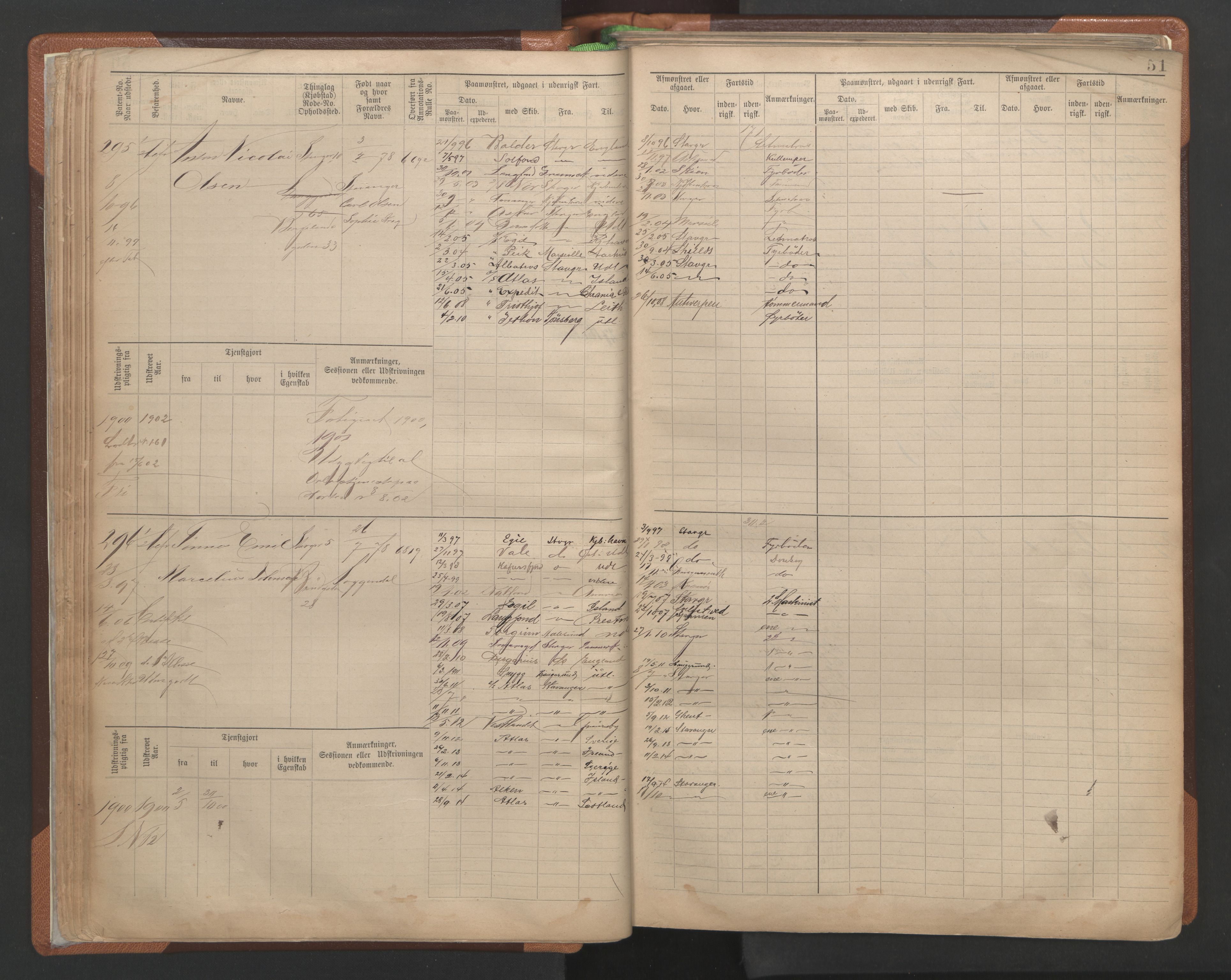 Stavanger sjømannskontor, AV/SAST-A-102006/F/Fe/L0002: Maskinist- og fyrbøterrulle, patentnr. 195-781, 1893-1922, p. 55