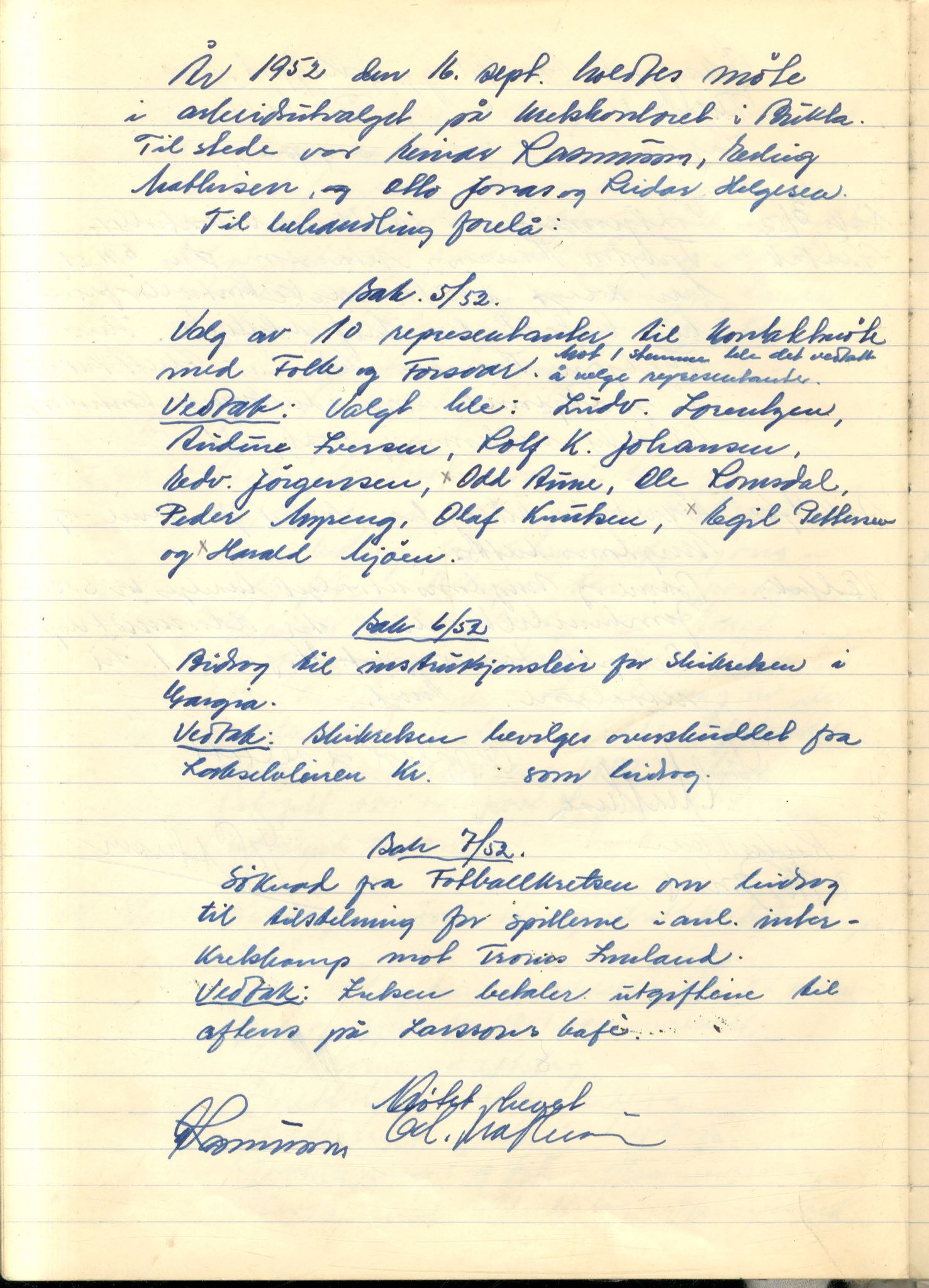 Vest-Finnmark Idrettskrets, FMFB/A-1042/A/Aa/L0002: Møteprotokoll for styre, kretsting og arbeidsutvalg, 1951-1961, p. 18