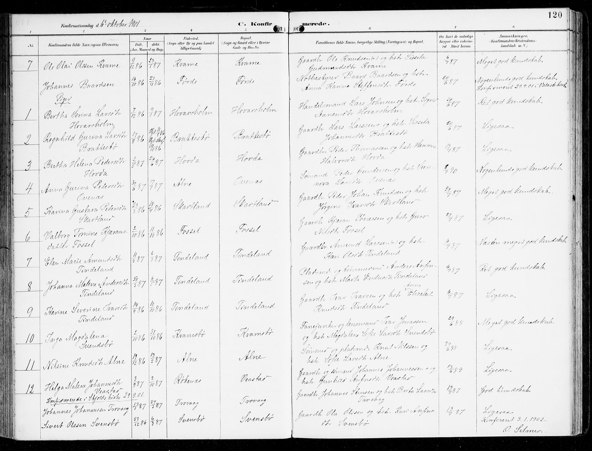 Sveio Sokneprestembete, AV/SAB-A-78501/H/Haa: Parish register (official) no. D 2, 1894-1916, p. 120