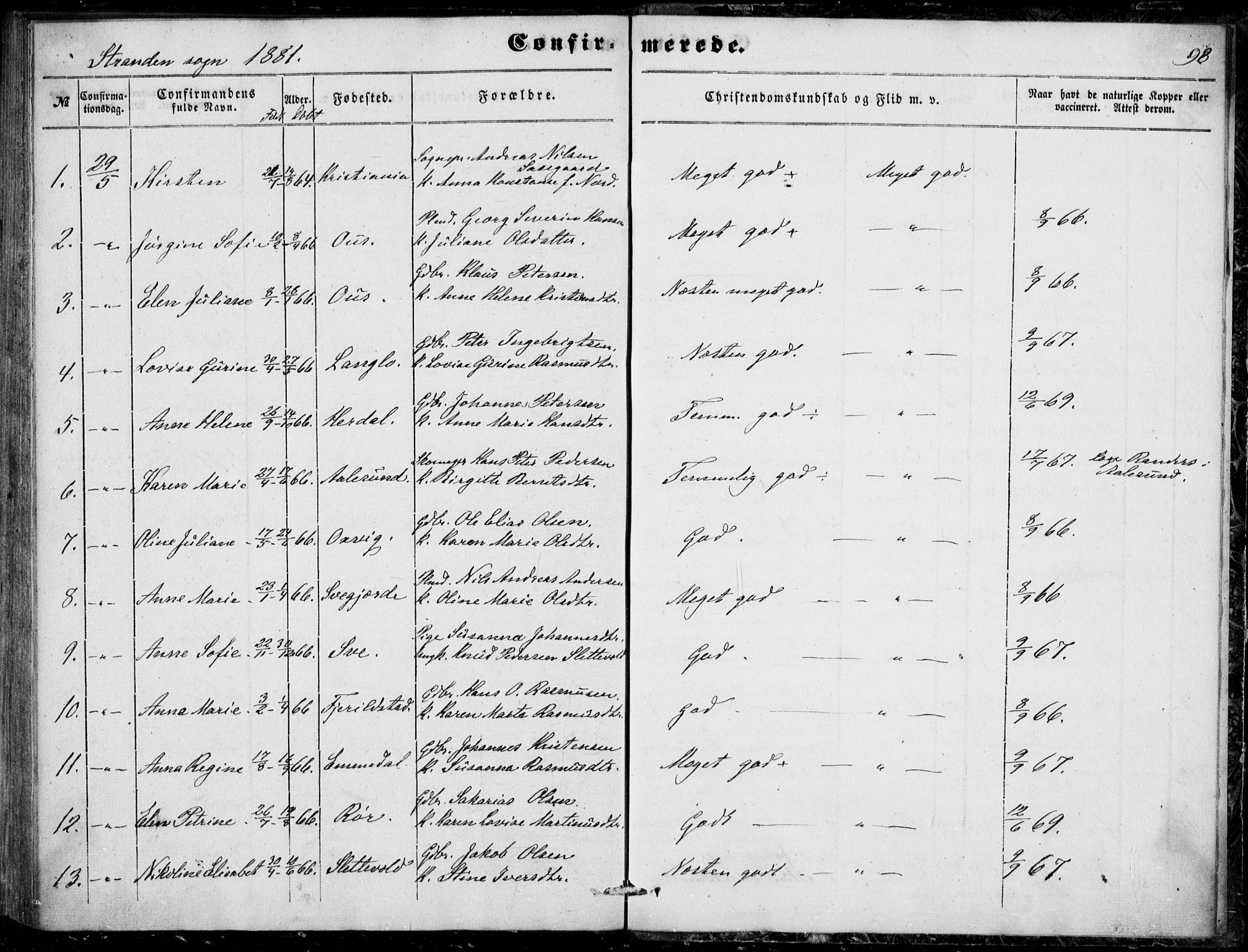 Ministerialprotokoller, klokkerbøker og fødselsregistre - Møre og Romsdal, AV/SAT-A-1454/520/L0281: Parish register (official) no. 520A10, 1851-1881, p. 98