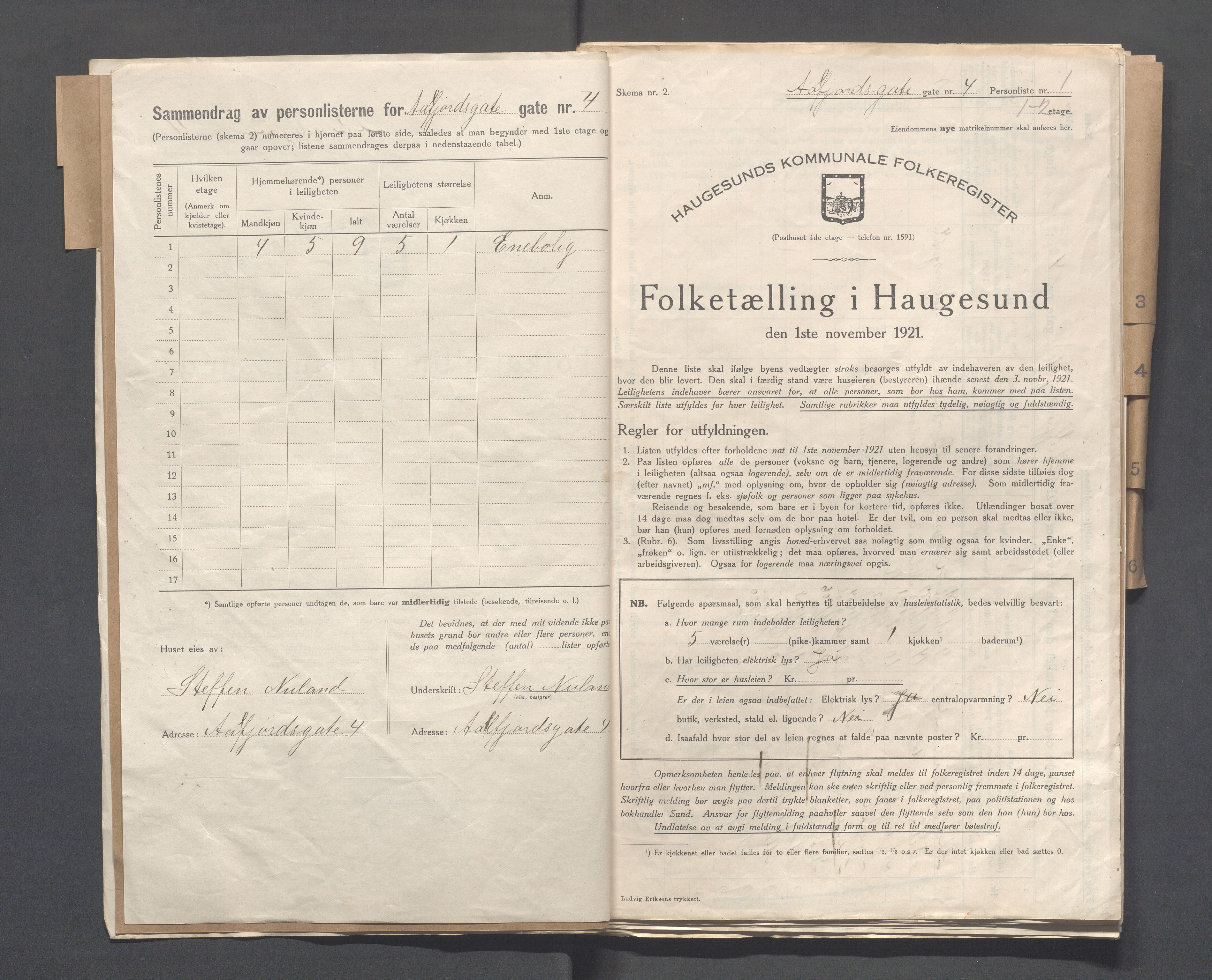 IKAR, Local census 1.11.1921 for Haugesund, 1921, p. 7