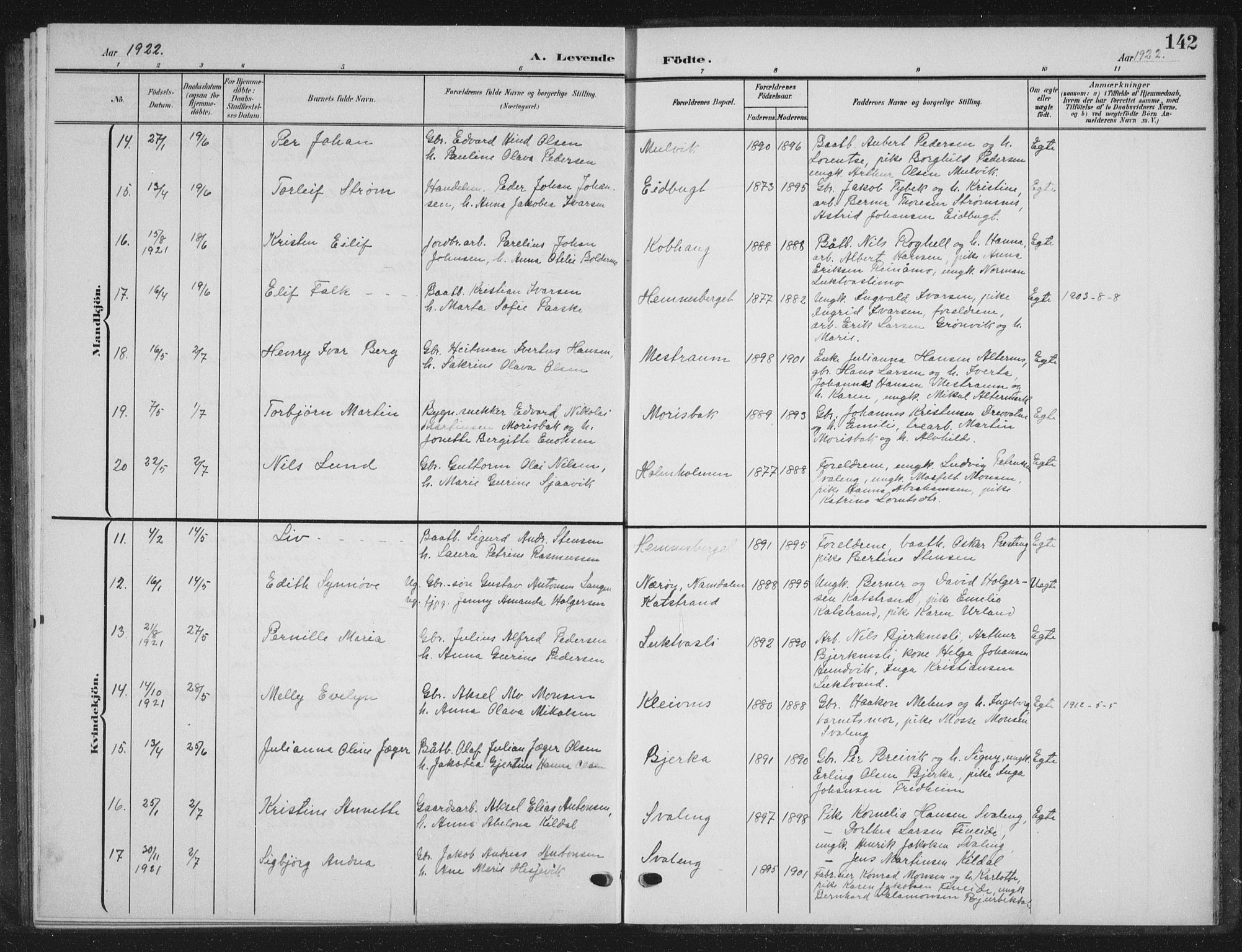 Ministerialprotokoller, klokkerbøker og fødselsregistre - Nordland, AV/SAT-A-1459/825/L0370: Parish register (copy) no. 825C07, 1903-1923, p. 142