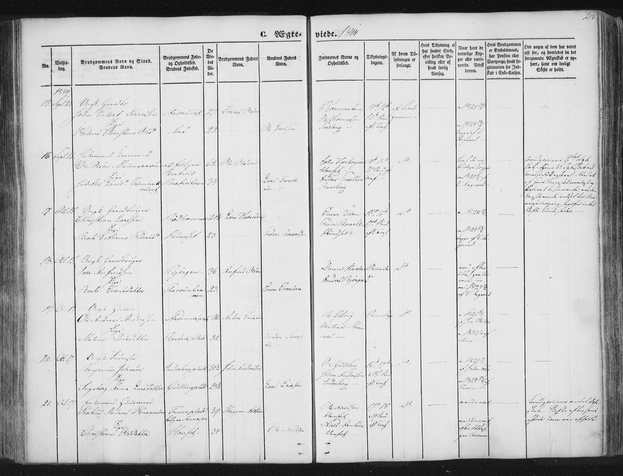 Ministerialprotokoller, klokkerbøker og fødselsregistre - Nord-Trøndelag, AV/SAT-A-1458/741/L0392: Parish register (official) no. 741A06, 1836-1848, p. 213