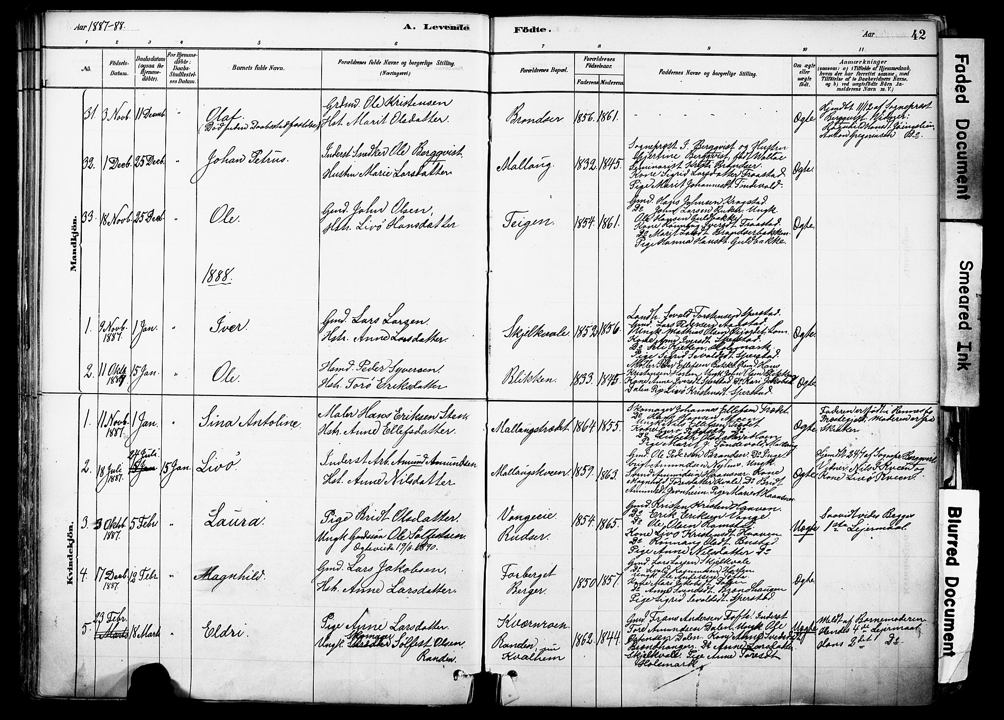 Skjåk prestekontor, SAH/PREST-072/H/Ha/Haa/L0003: Parish register (official) no. 3, 1880-1907, p. 42