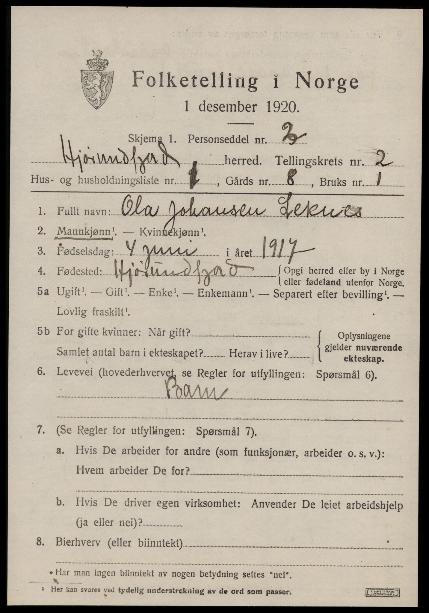 SAT, 1920 census for Hjørundfjord, 1920, p. 751