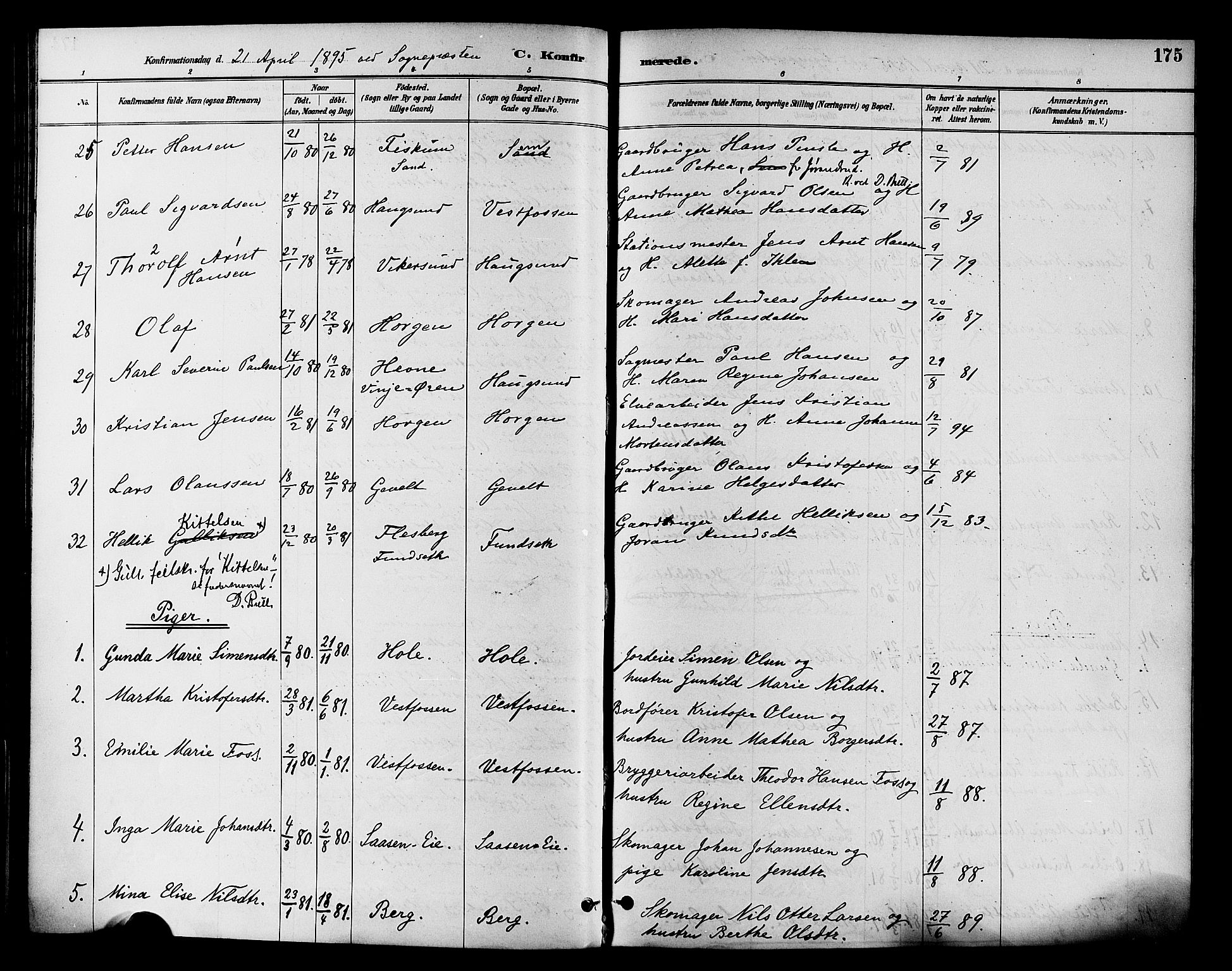 Eiker kirkebøker, AV/SAKO-A-4/F/Fb/L0002: Parish register (official) no. II 2, 1889-1896, p. 175