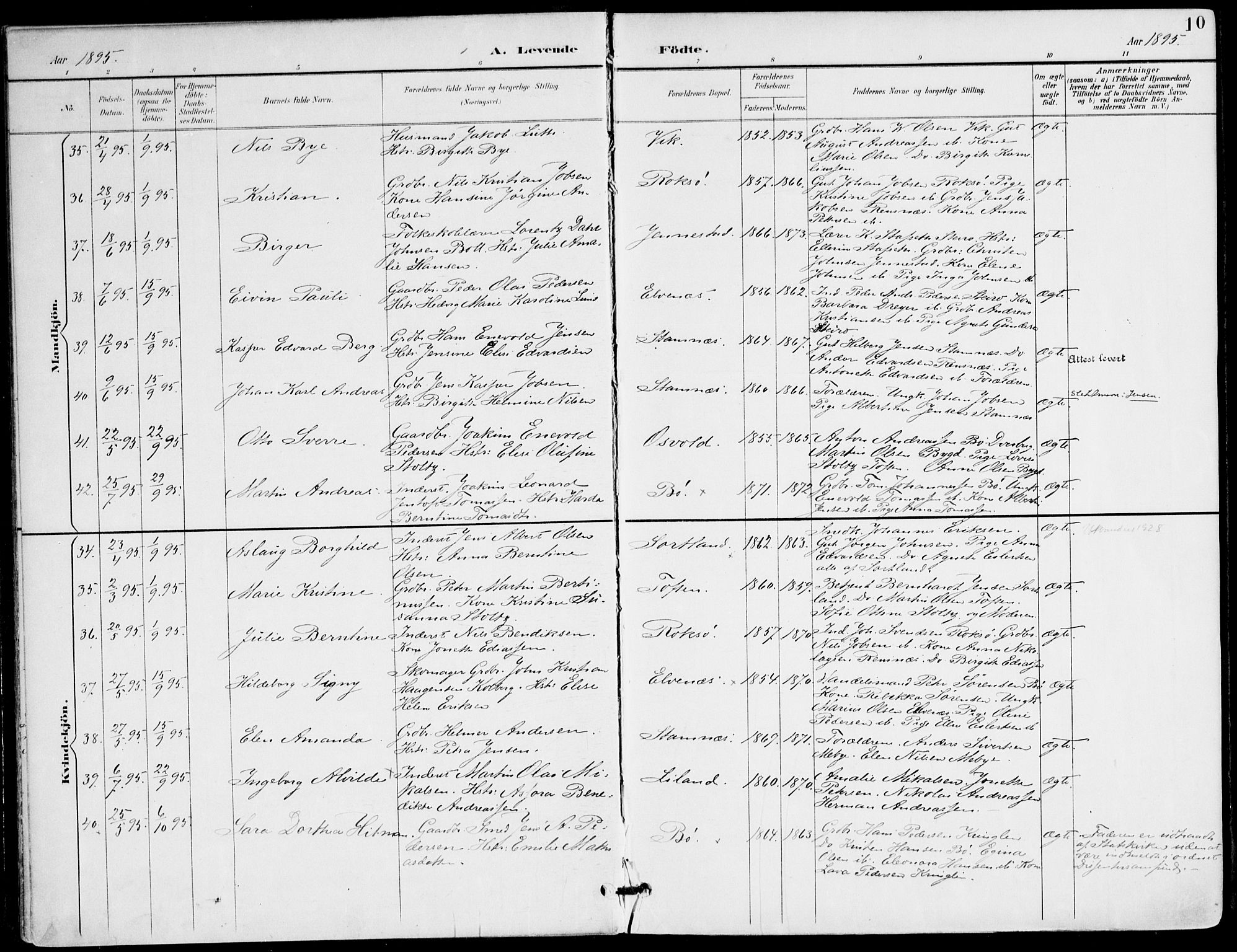Ministerialprotokoller, klokkerbøker og fødselsregistre - Nordland, AV/SAT-A-1459/895/L1372: Parish register (official) no. 895A07, 1894-1914, p. 10