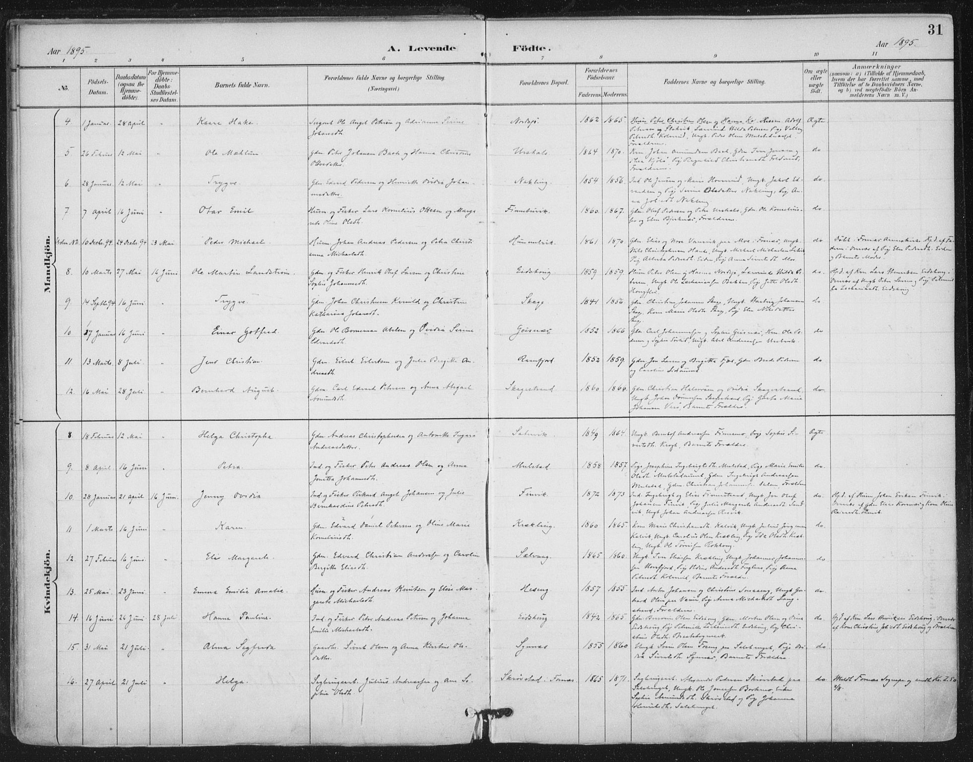 Ministerialprotokoller, klokkerbøker og fødselsregistre - Nord-Trøndelag, SAT/A-1458/780/L0644: Parish register (official) no. 780A08, 1886-1903, p. 31