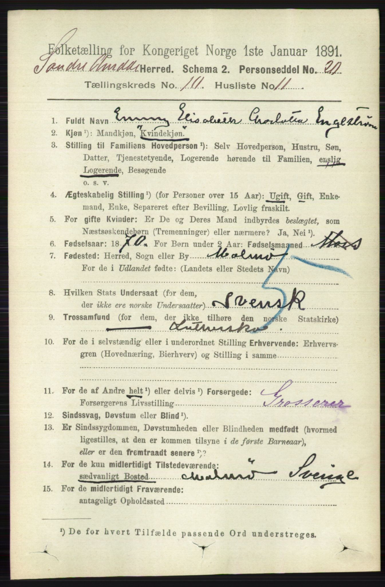 RA, 1891 census for 0540 Sør-Aurdal, 1891, p. 5953