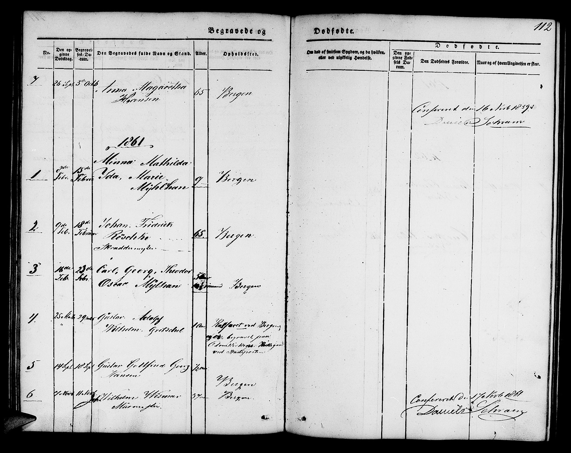 Mariakirken Sokneprestembete, SAB/A-76901/H/Hab/L0002: Parish register (copy) no. A 2, 1846-1862, p. 112