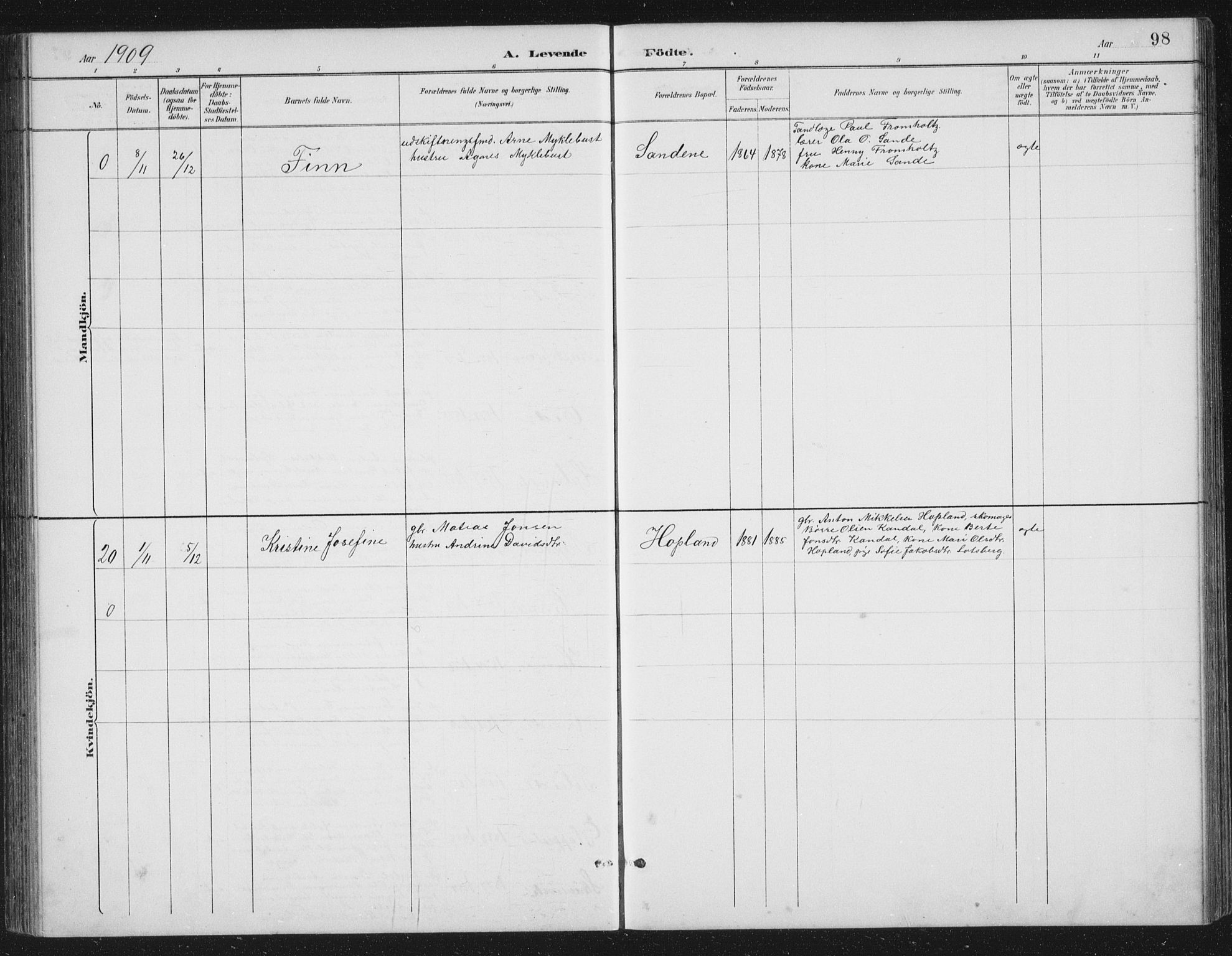 Gloppen sokneprestembete, AV/SAB-A-80101/H/Hab/Habb/L0002: Parish register (copy) no. B 2, 1889-1909, p. 98