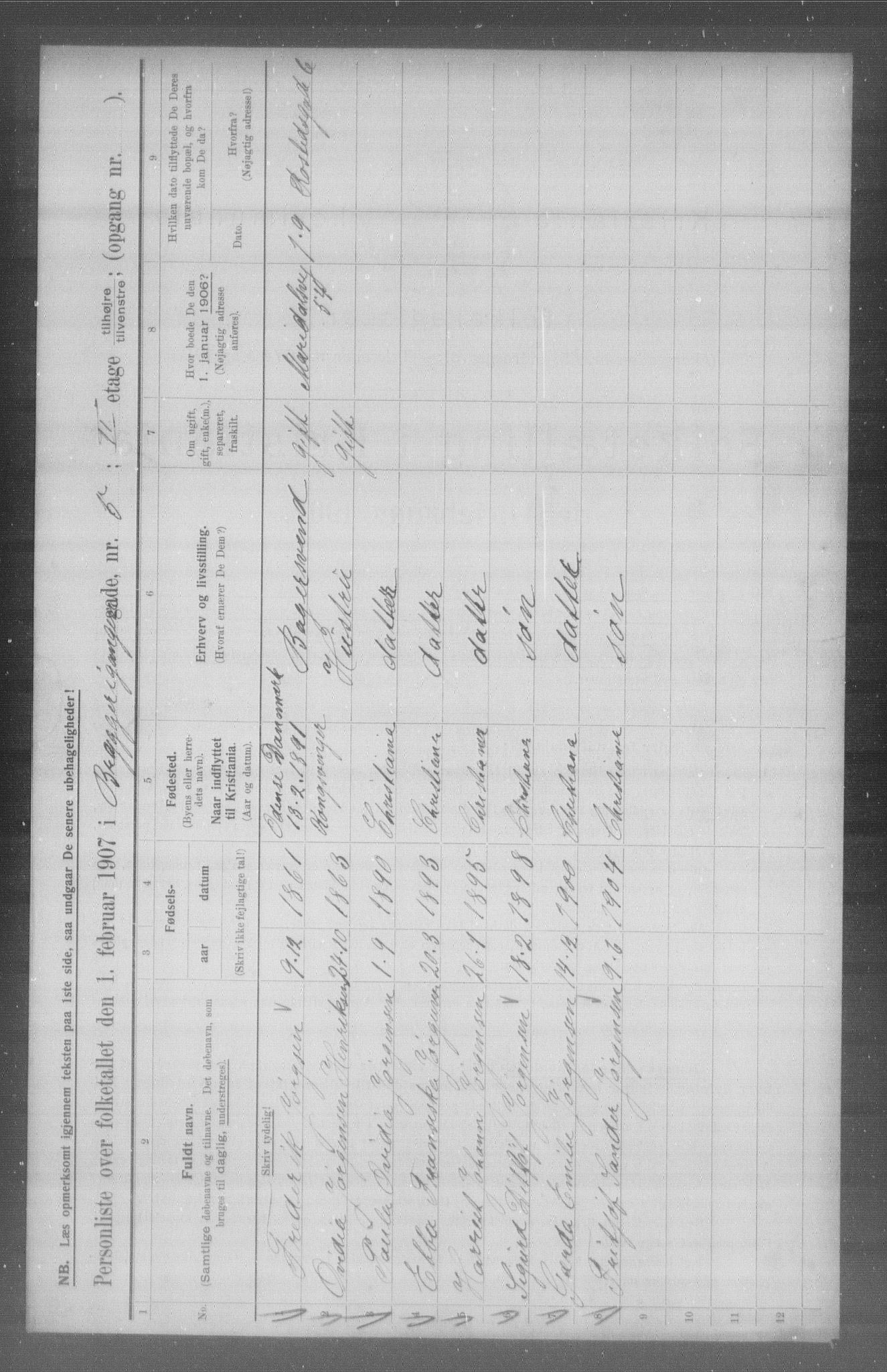 OBA, Municipal Census 1907 for Kristiania, 1907, p. 5297