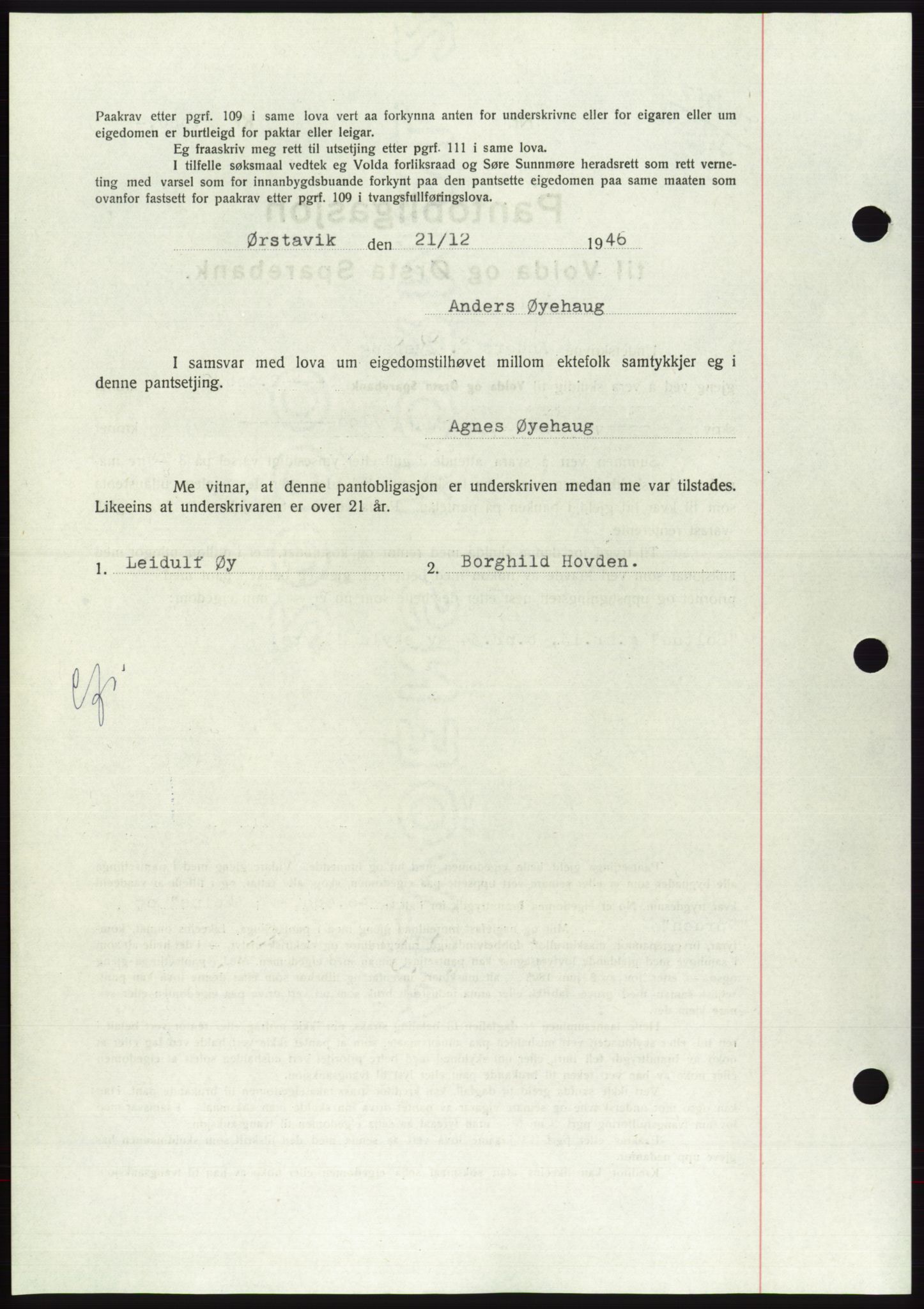 Søre Sunnmøre sorenskriveri, AV/SAT-A-4122/1/2/2C/L0114: Mortgage book no. 1-2B, 1943-1947, Diary no: : 1757/1946