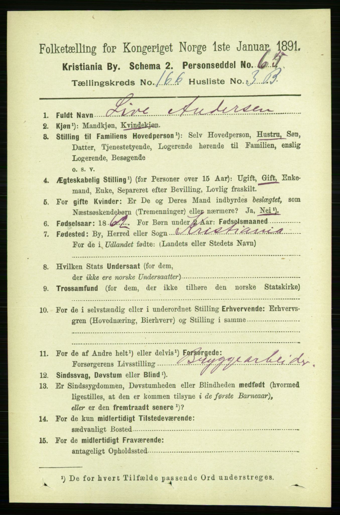 RA, 1891 census for 0301 Kristiania, 1891, p. 96392