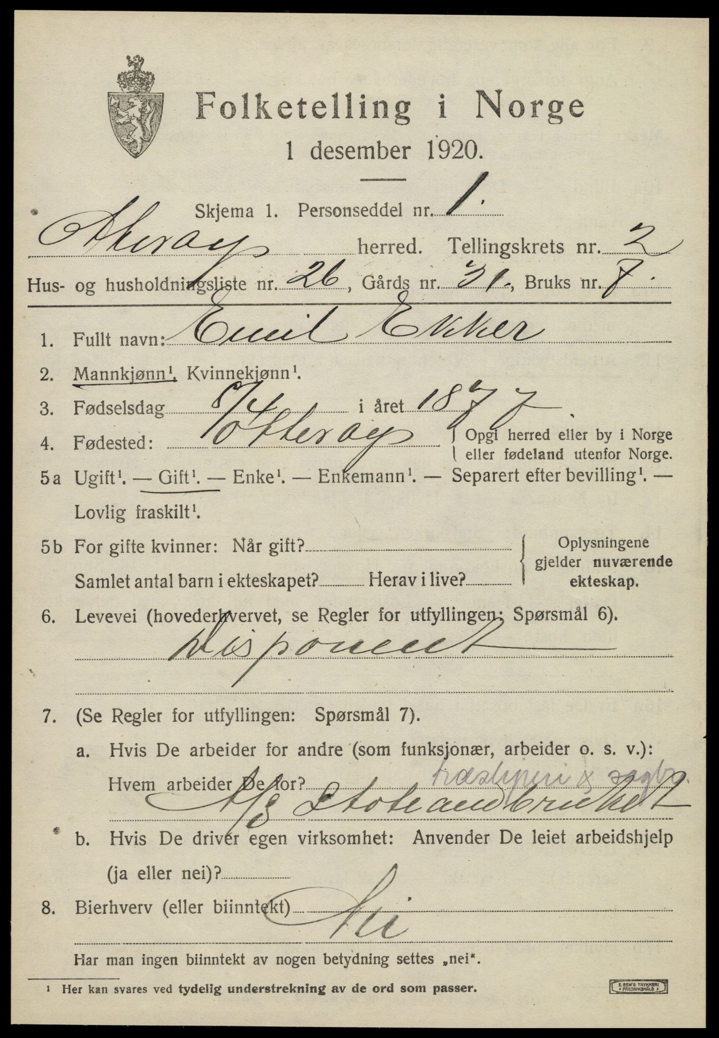 SAT, 1920 census for Otterøy, 1920, p. 1393