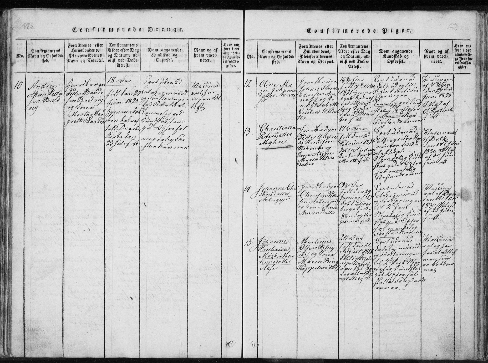 Ministerialprotokoller, klokkerbøker og fødselsregistre - Nordland, AV/SAT-A-1459/897/L1411: Parish register (copy) no. 897C01, 1820-1866, p. 472-473