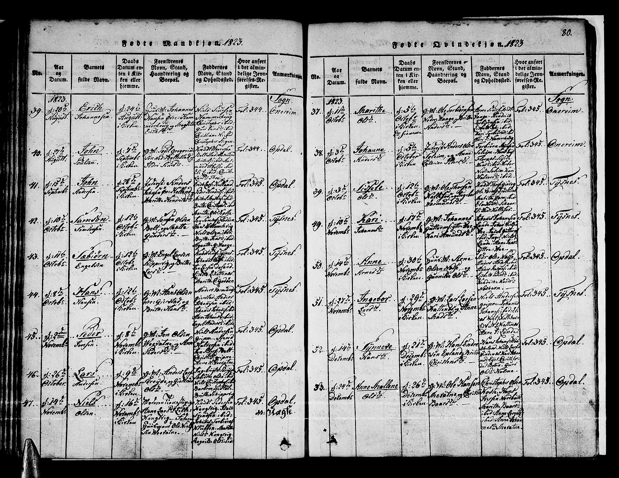 Tysnes sokneprestembete, AV/SAB-A-78601/H/Haa: Parish register (official) no. A 7, 1816-1826, p. 80