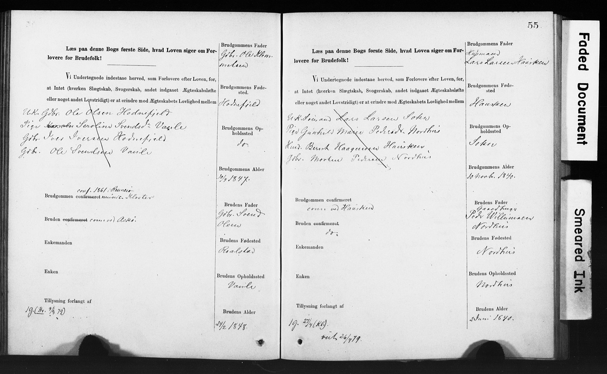 Rennesøy sokneprestkontor, SAST/A -101827/I/Ie/L0001: Banns register no. 1, 1873-1898, p. 55