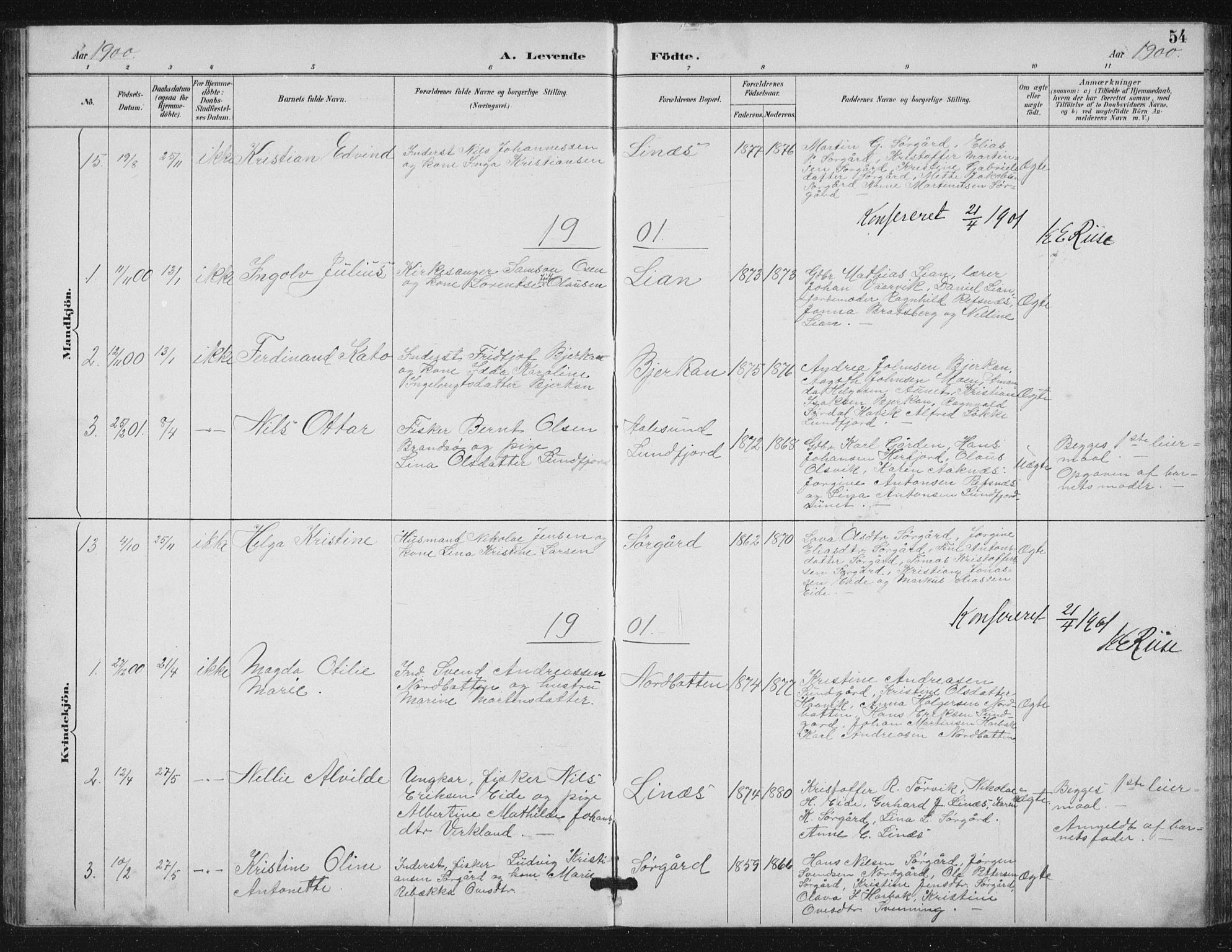 Ministerialprotokoller, klokkerbøker og fødselsregistre - Sør-Trøndelag, SAT/A-1456/656/L0698: Parish register (copy) no. 656C04, 1890-1904, p. 54