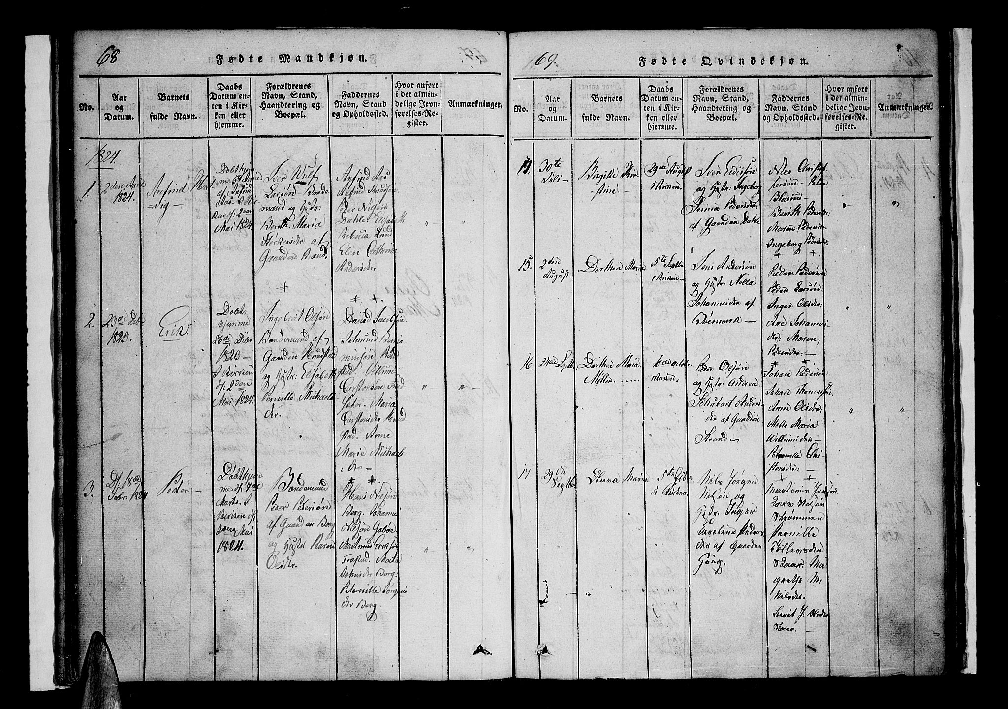 Kvæfjord sokneprestkontor, AV/SATØ-S-1323/G/Ga/Gaa/L0002kirke: Parish register (official) no. 2, 1821-1830, p. 68-69