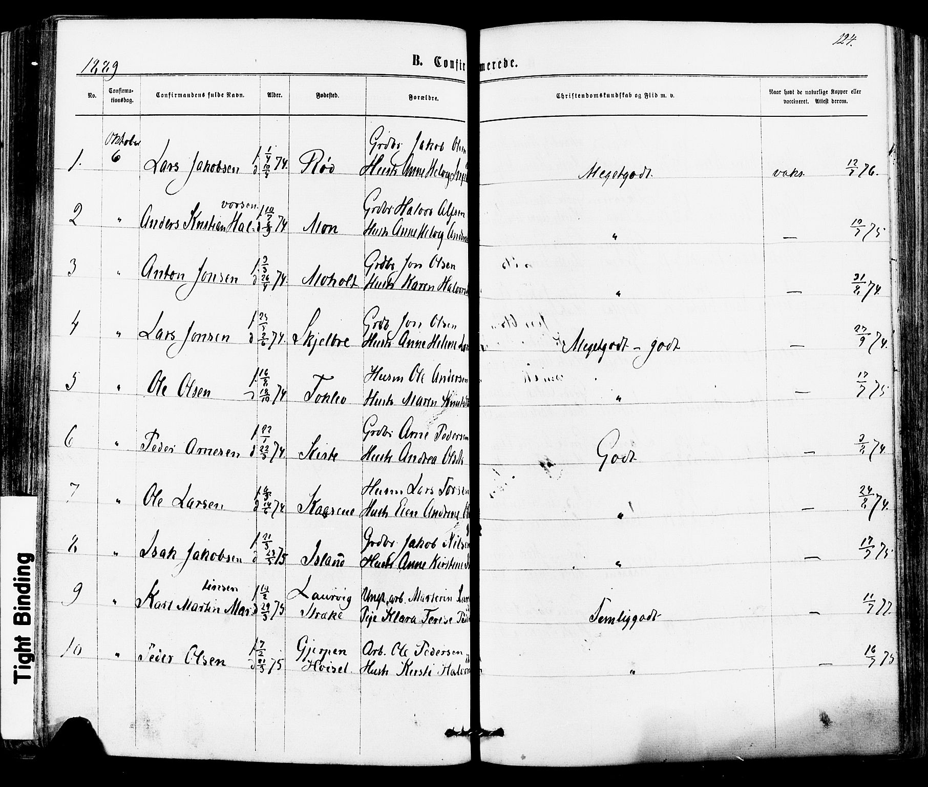 Siljan kirkebøker, SAKO/A-300/F/Fa/L0002: Parish register (official) no. 2, 1870-1895, p. 124