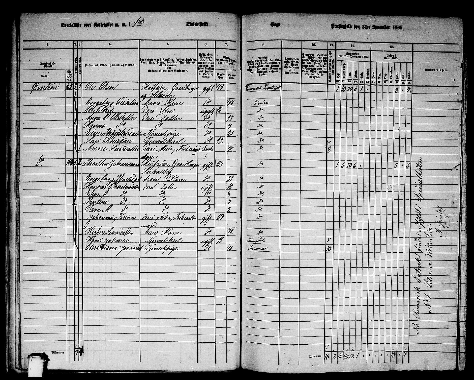 RA, 1865 census for Kvernes, 1865, p. 31