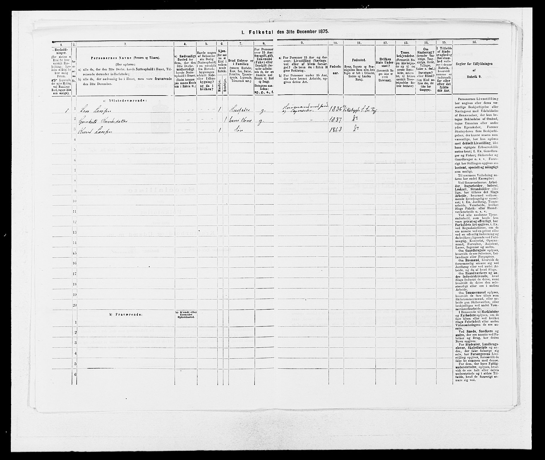 SAB, 1875 census for 1216P Sveio, 1875, p. 384