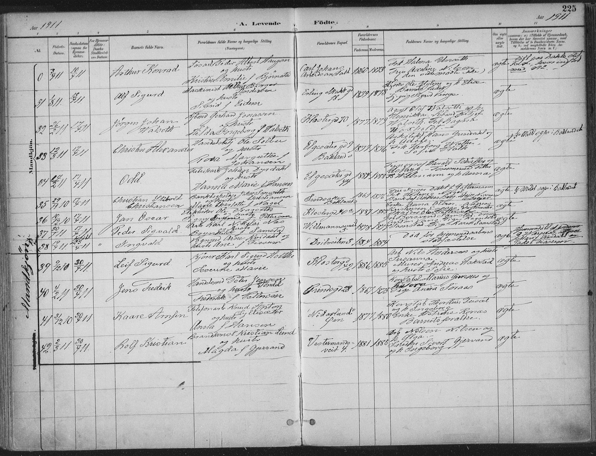Ministerialprotokoller, klokkerbøker og fødselsregistre - Sør-Trøndelag, SAT/A-1456/601/L0062: Parish register (official) no. 601A30, 1891-1911, p. 225